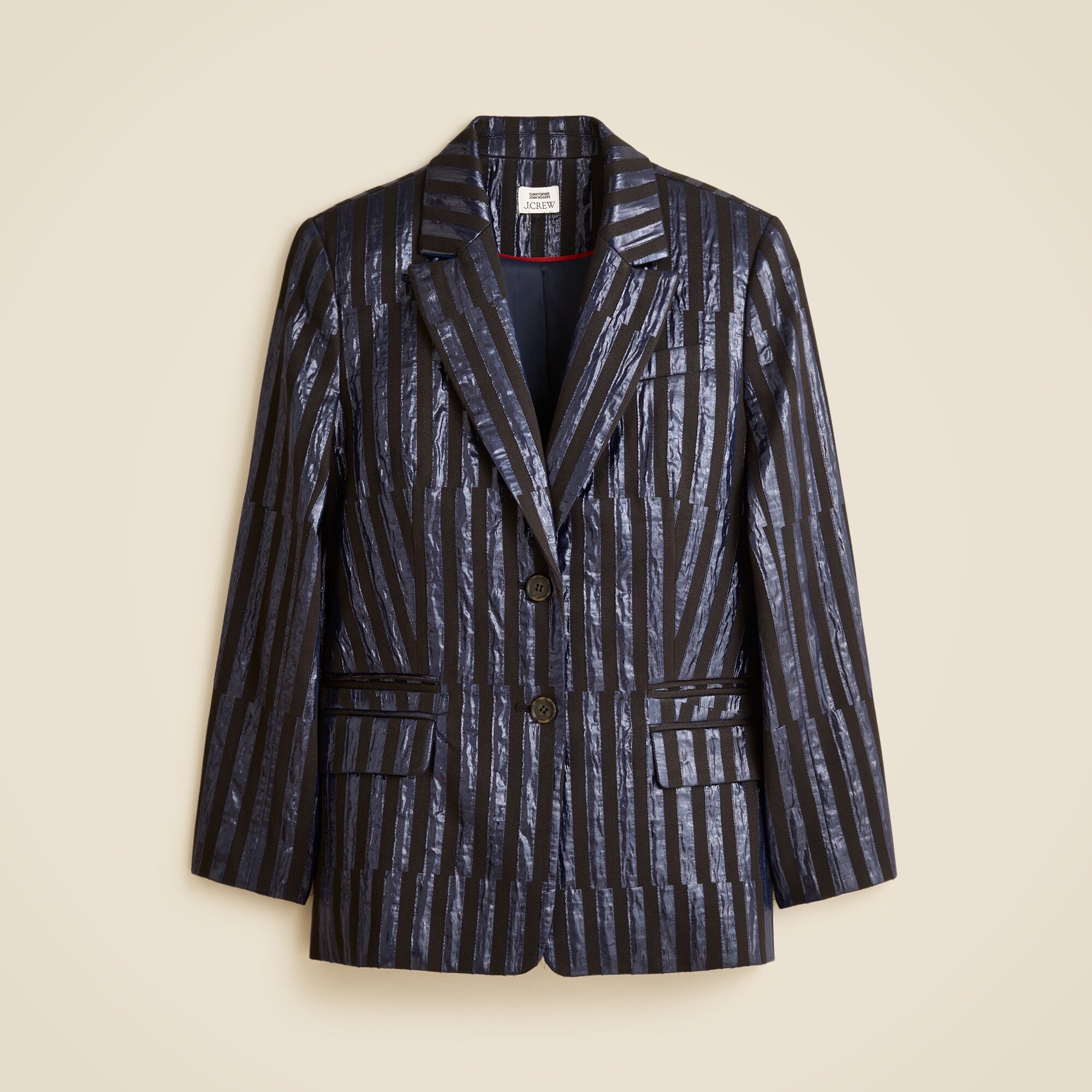 Christopher John Rogers X J.Crew relaxed blazer in metallic stripe