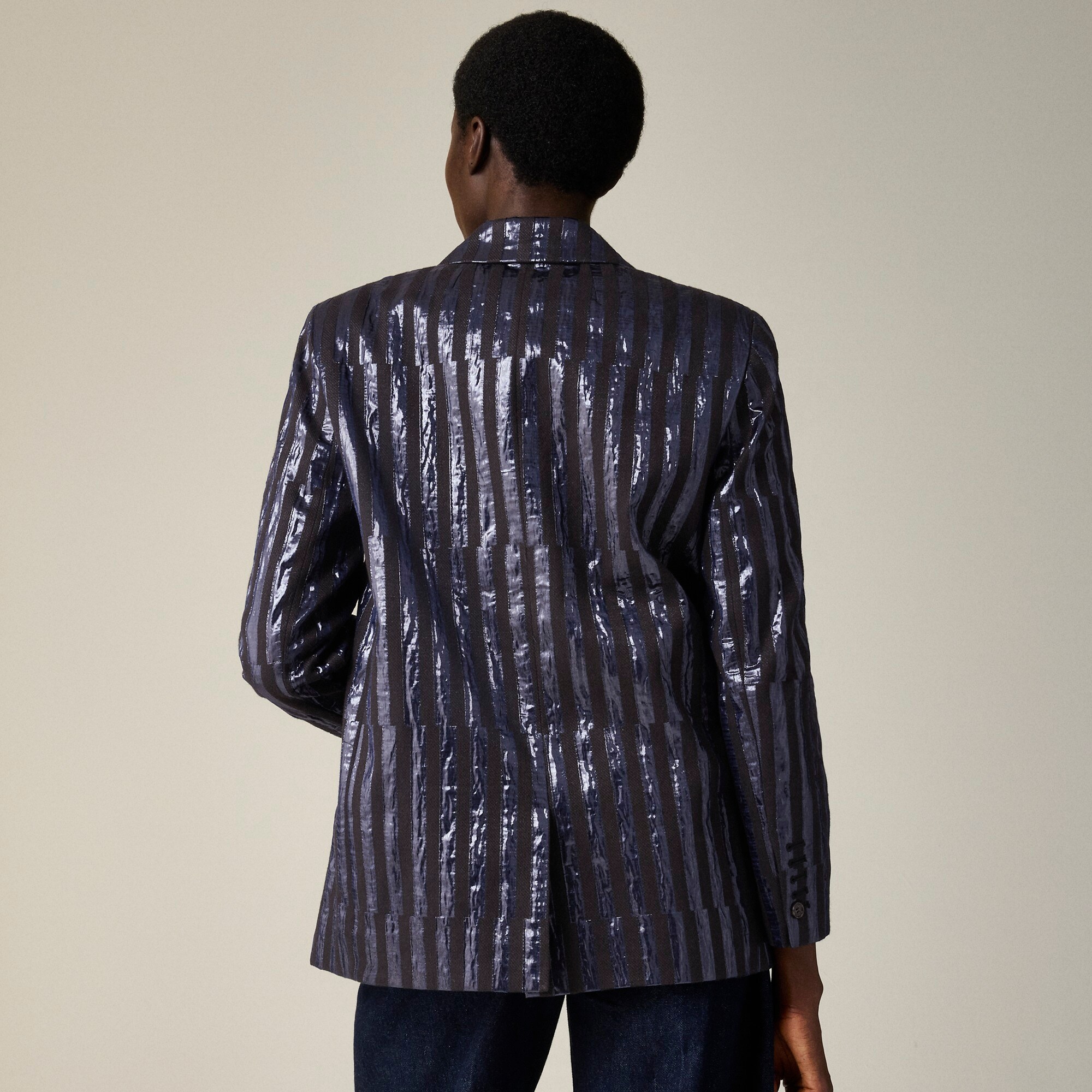 Christopher John Rogers X J.Crew relaxed blazer in metallic stripe