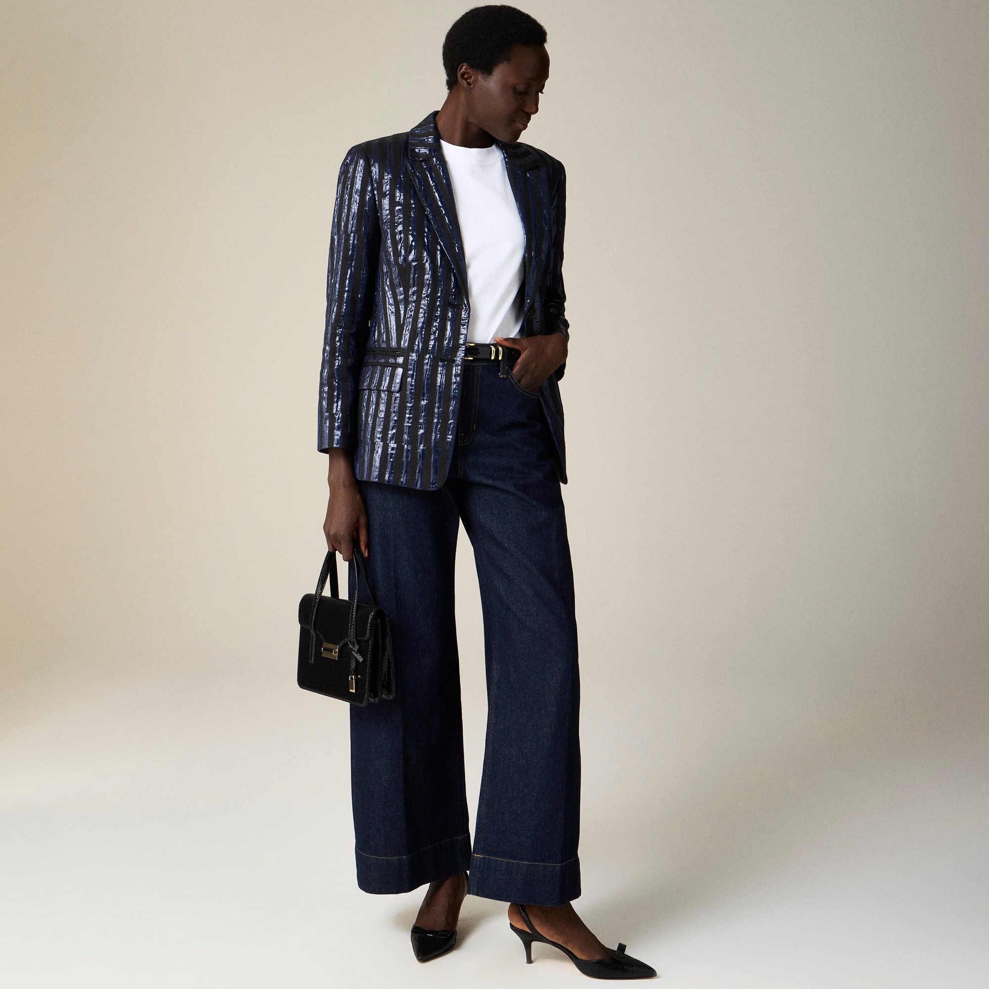 Christopher John Rogers X J.Crew relaxed blazer in metallic stripe