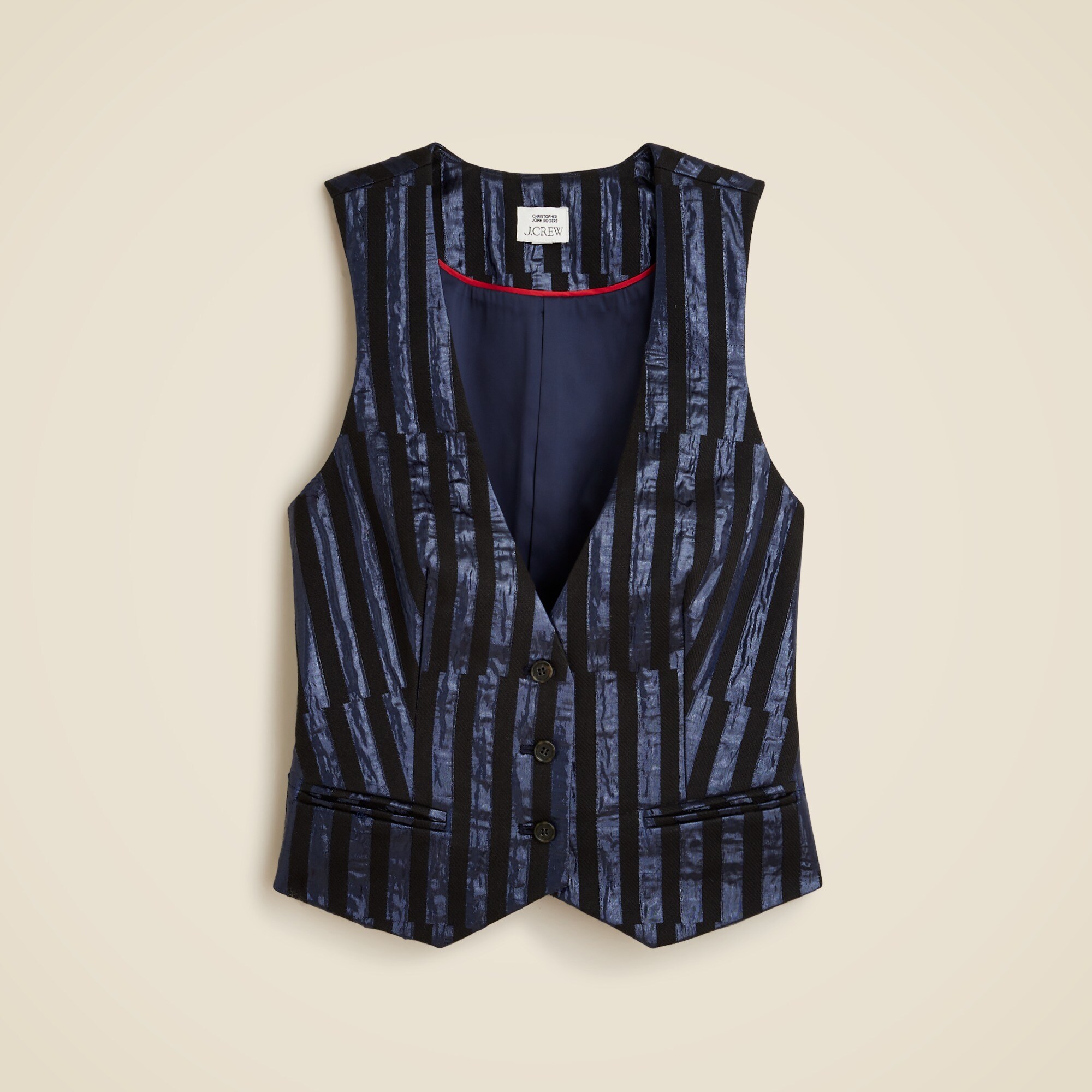 Christopher John Rogers X J.Crew slim-fit vest in metallic stripe