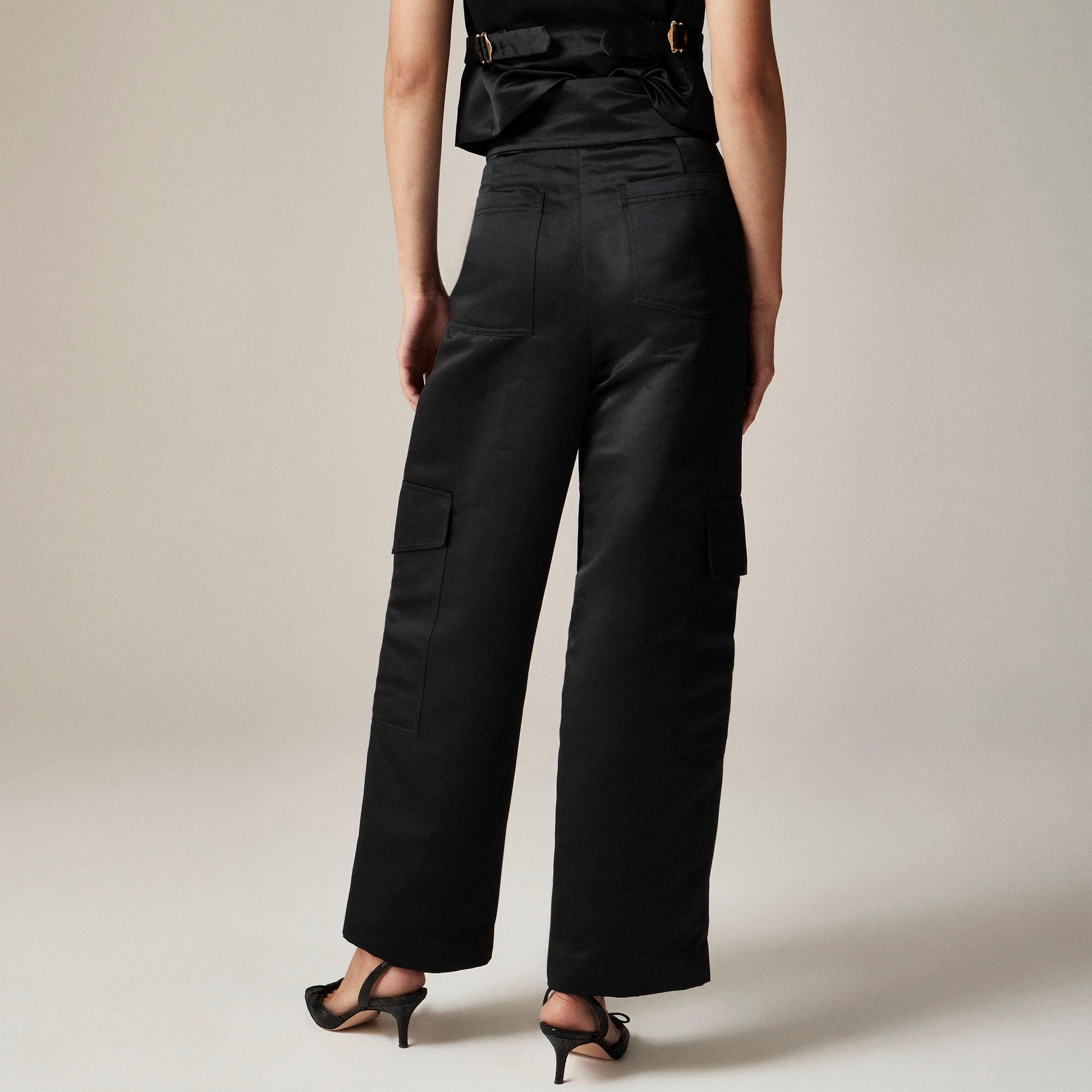 Christopher John Rogers X J.Crew high-rise cargo pant in duchesse satin