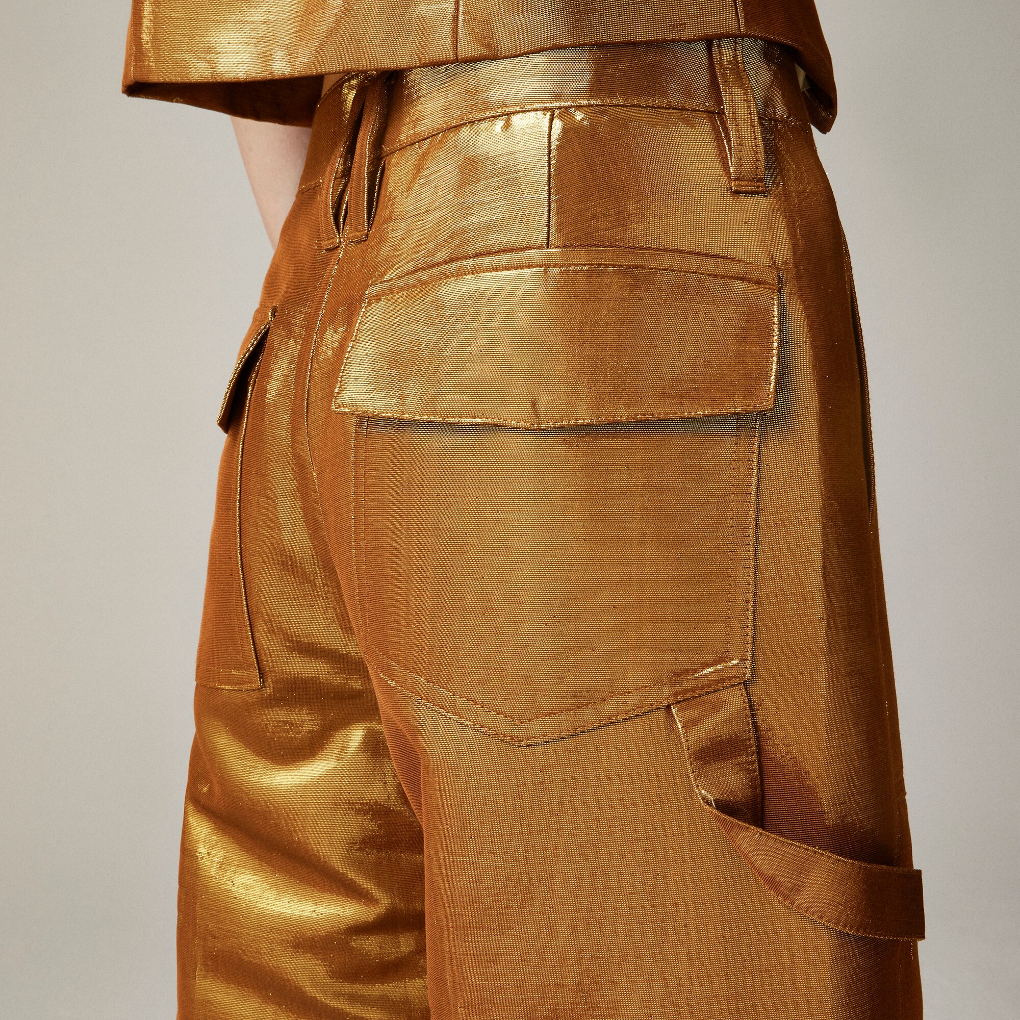 Christopher John Rogers X J.Crew wide-leg pant in gold lamé