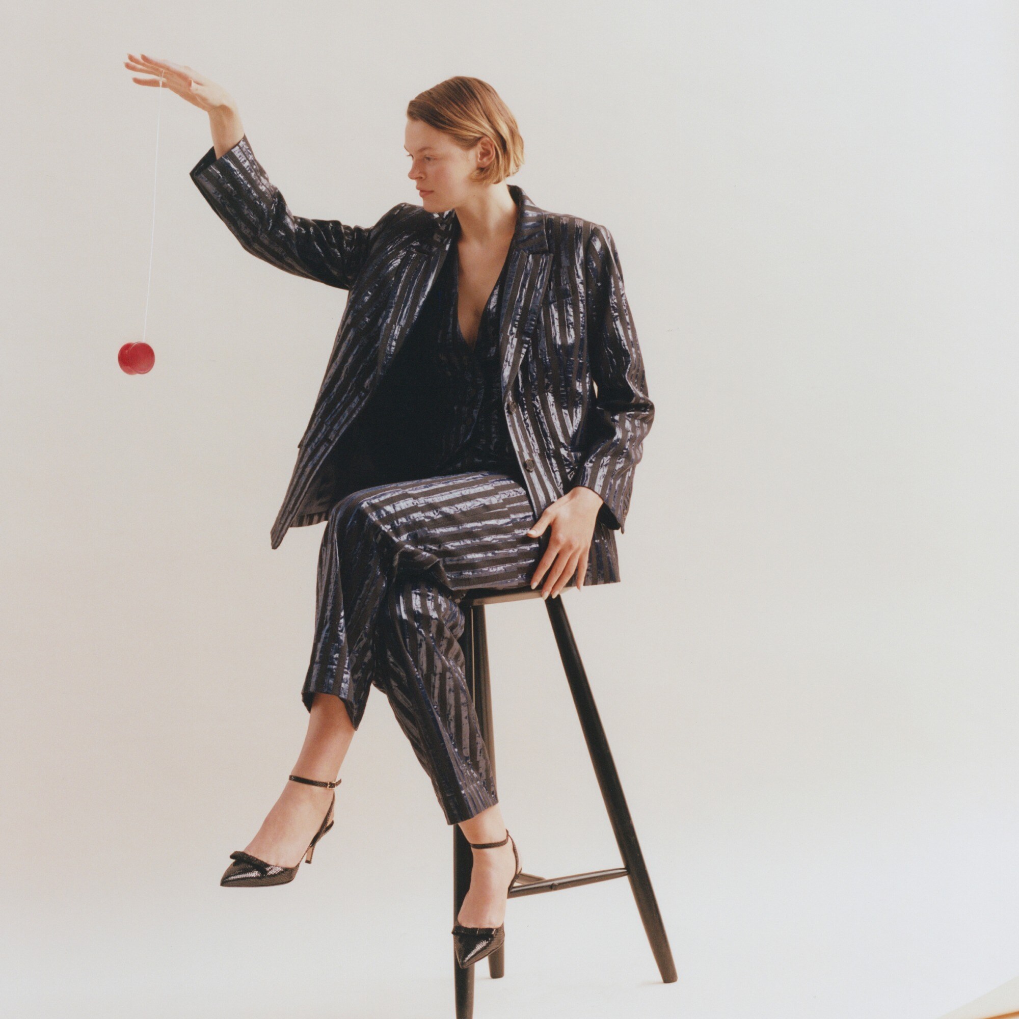 Christopher John Rogers X J.Crew wide-leg pant in striped jacquard
