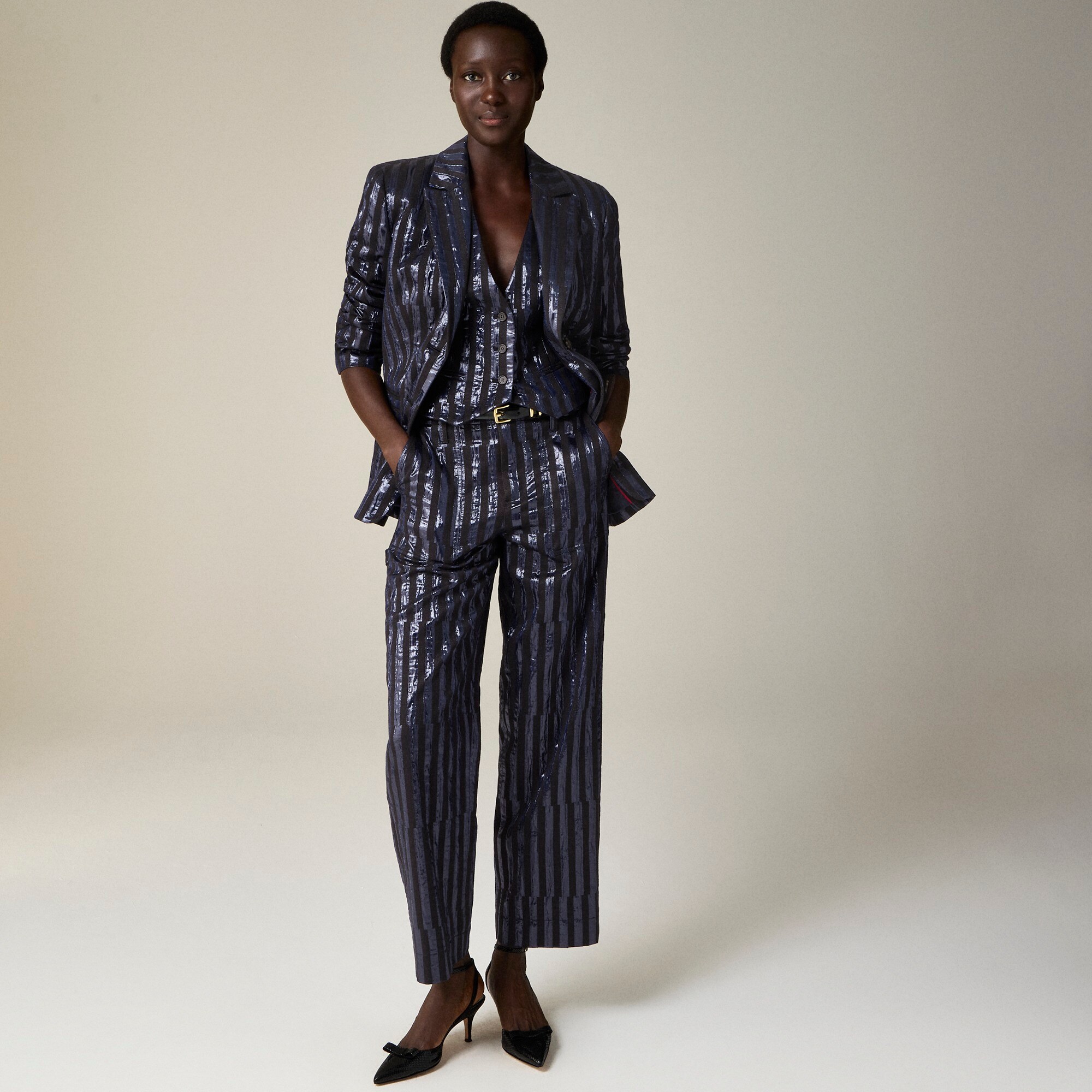 Christopher John Rogers X J.Crew wide-leg pant in striped jacquard