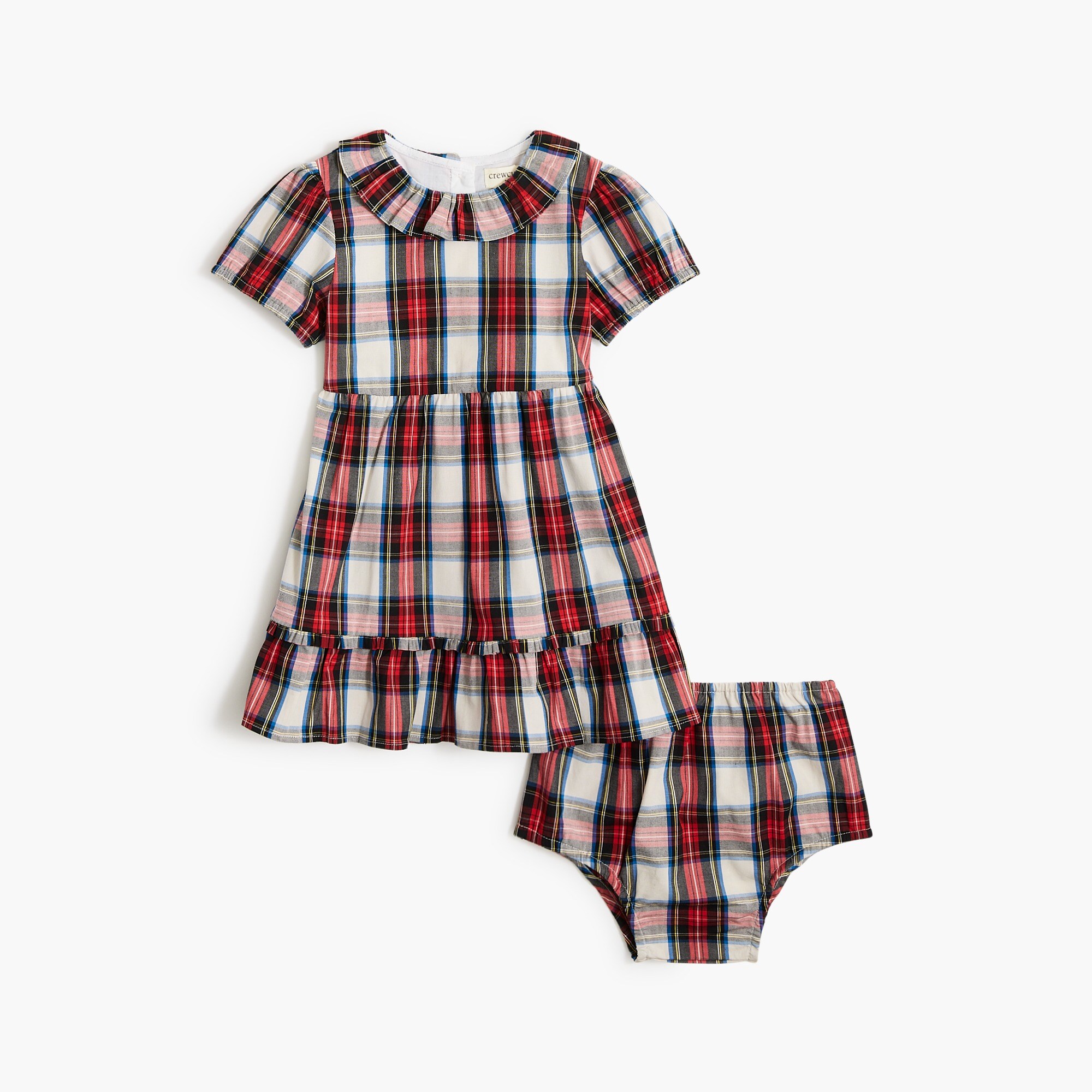 Baby & toddler girls' tartan ruffleneck dress