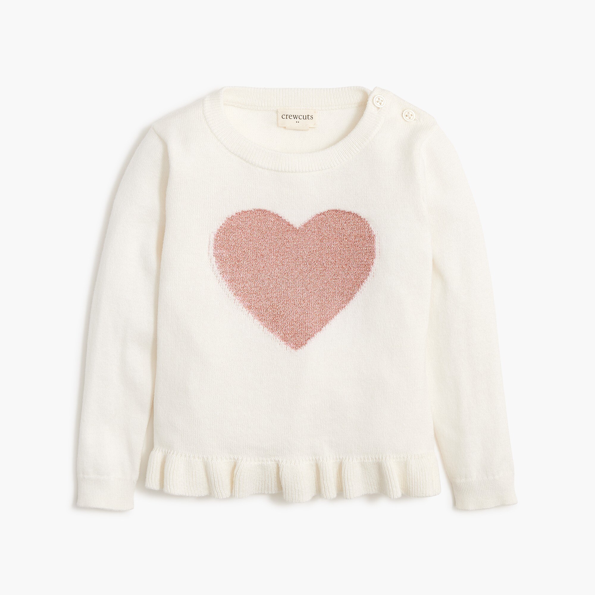 Baby & toddler girls' sparkle heart ruffle sweater