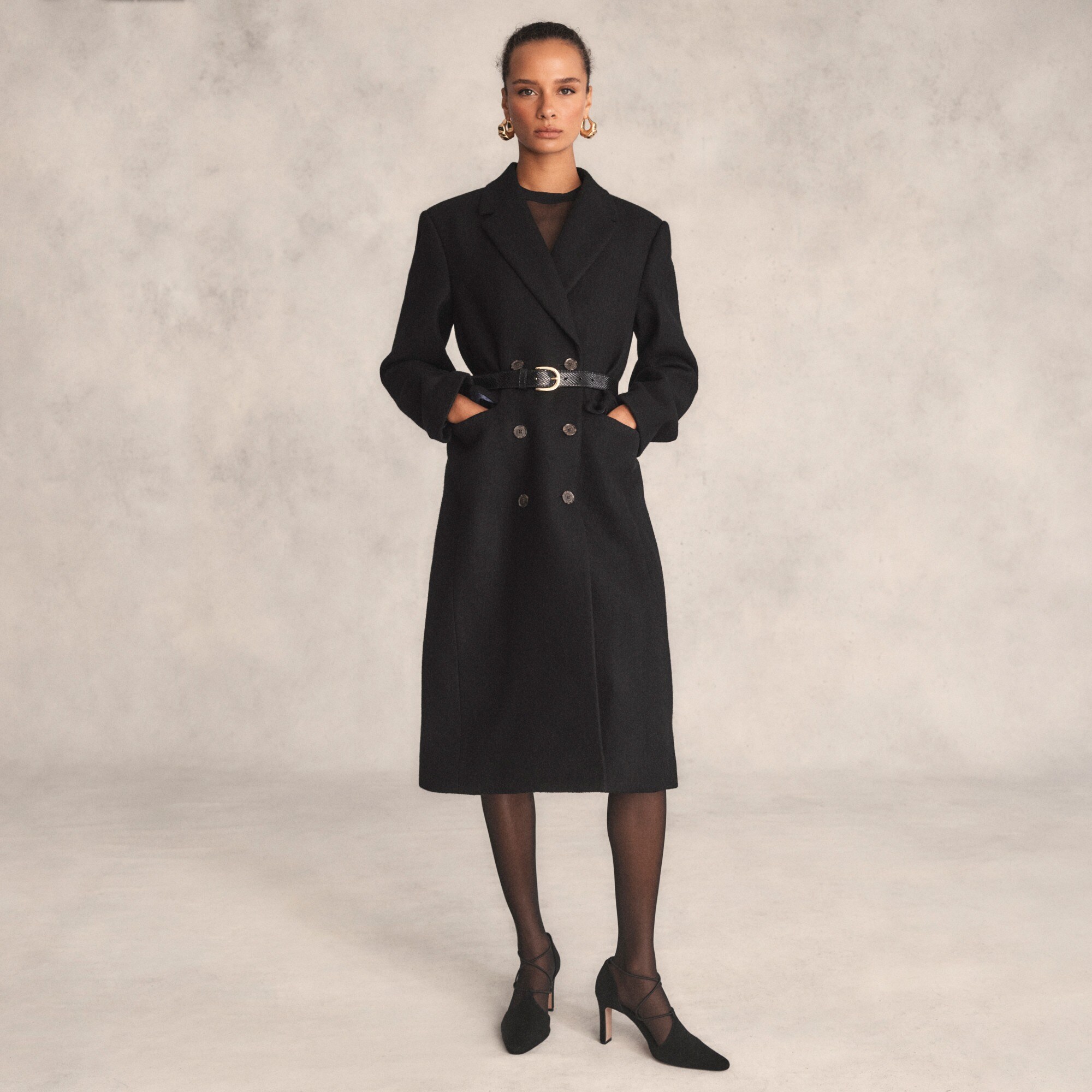 Palais double-breasted topcoat in Italian wool-blend melton