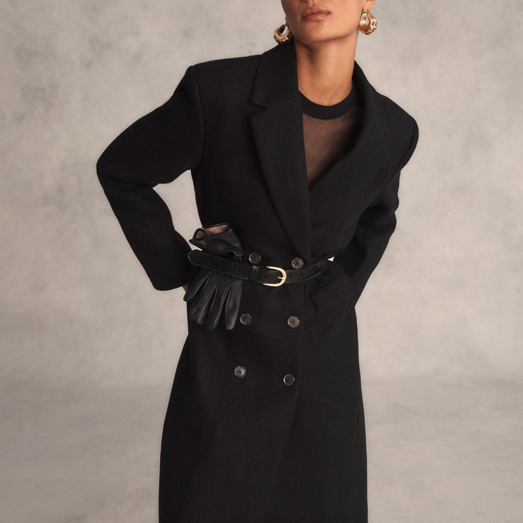Palais double-breasted topcoat in Italian wool-blend melton