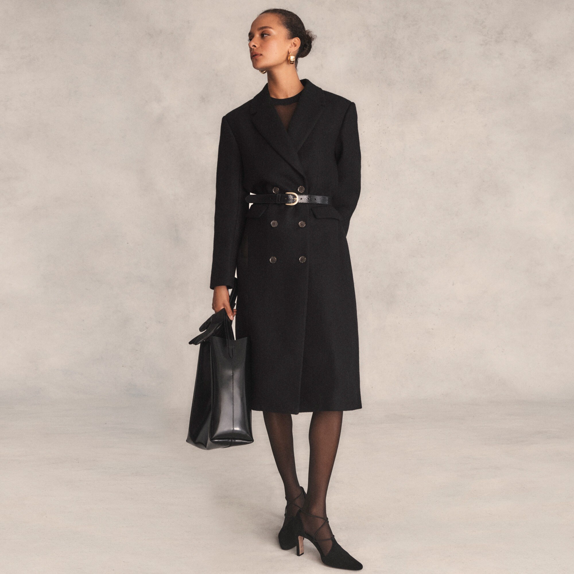 womens Palais double-breasted topcoat in Italian wool-blend melton