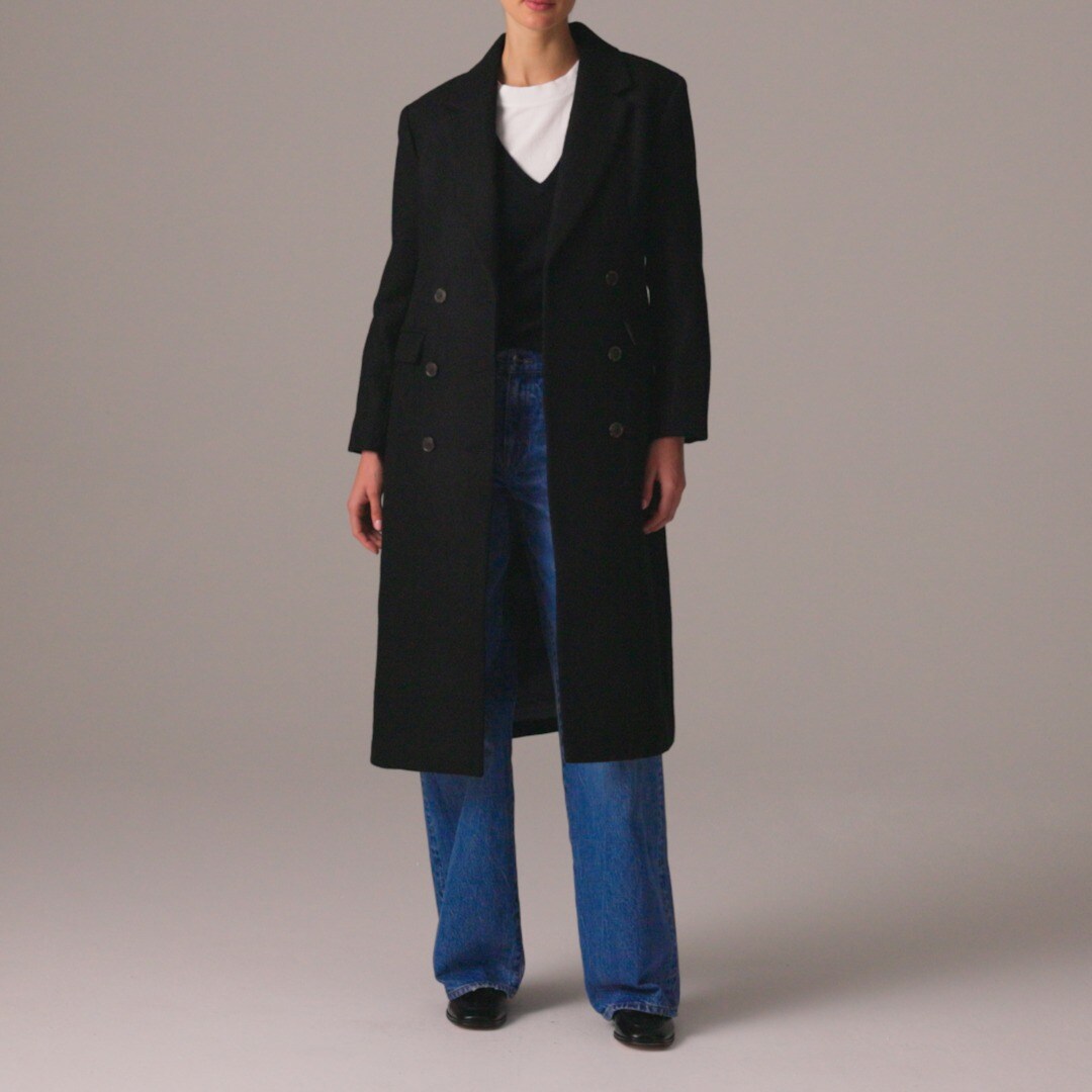 Palais double-breasted topcoat in Italian wool-blend melton