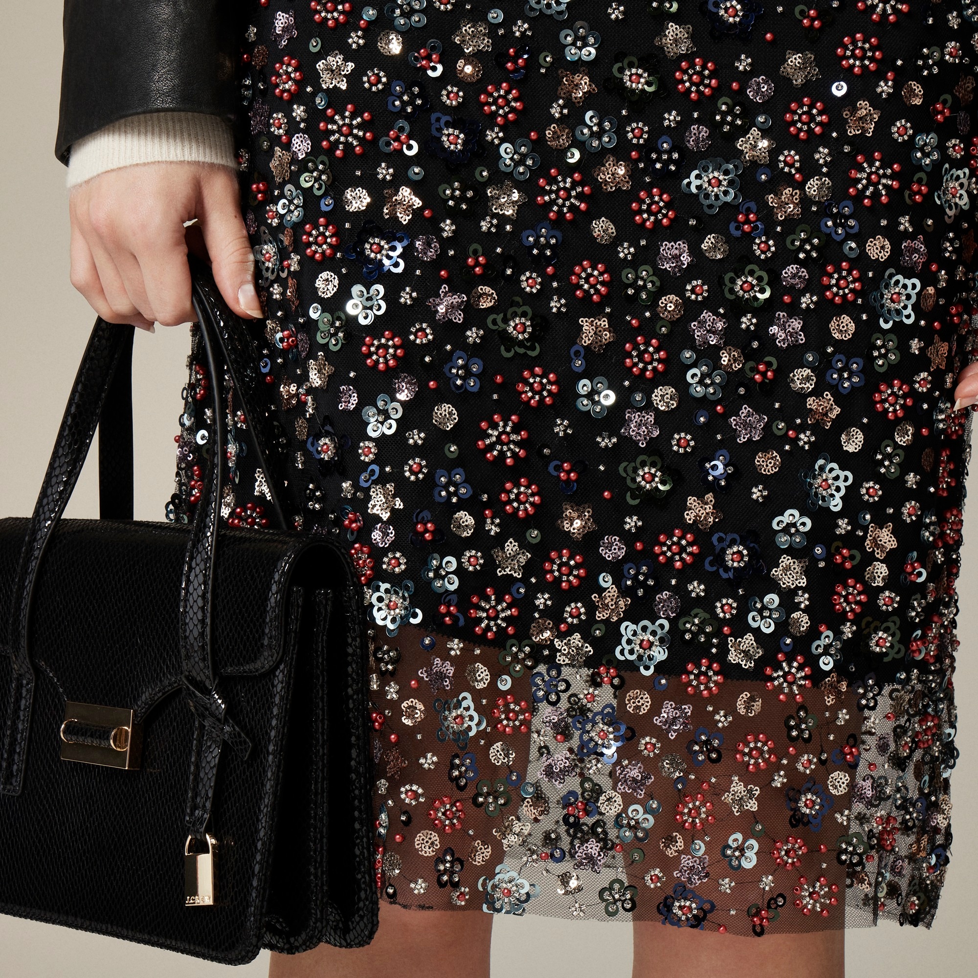 Embellished layered slip skirt