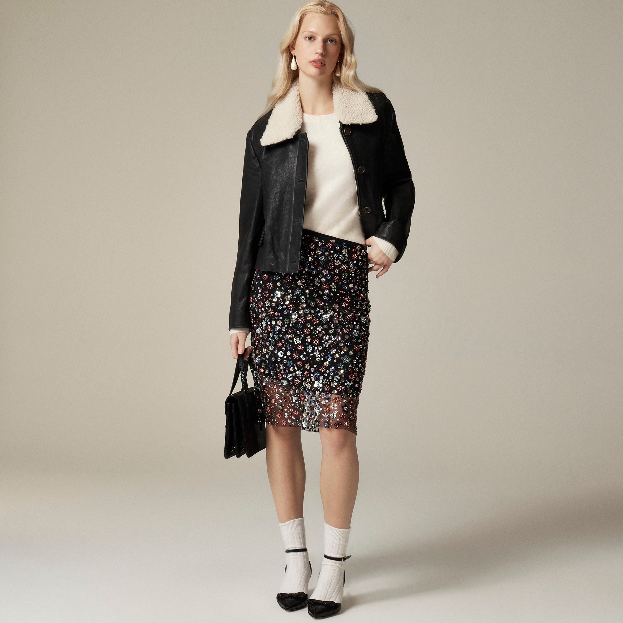 Embellished layered slip skirt