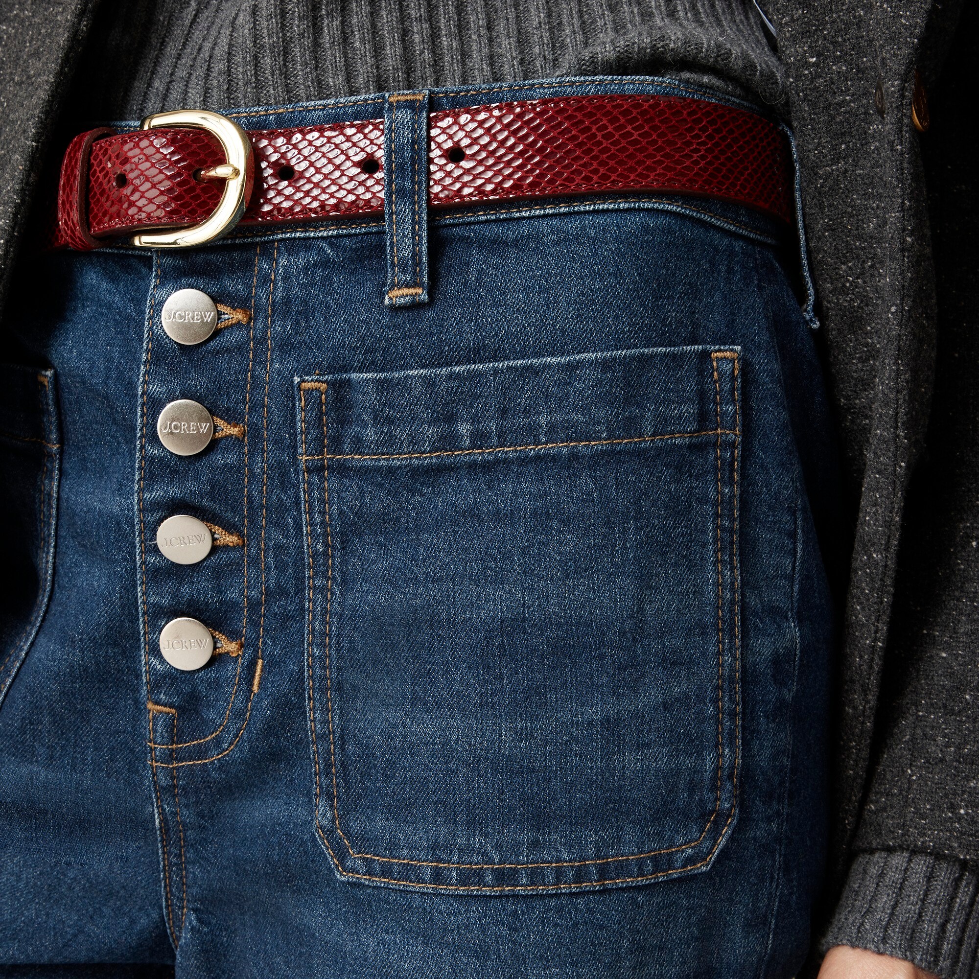 High-rise denim trouser jean with button-fly