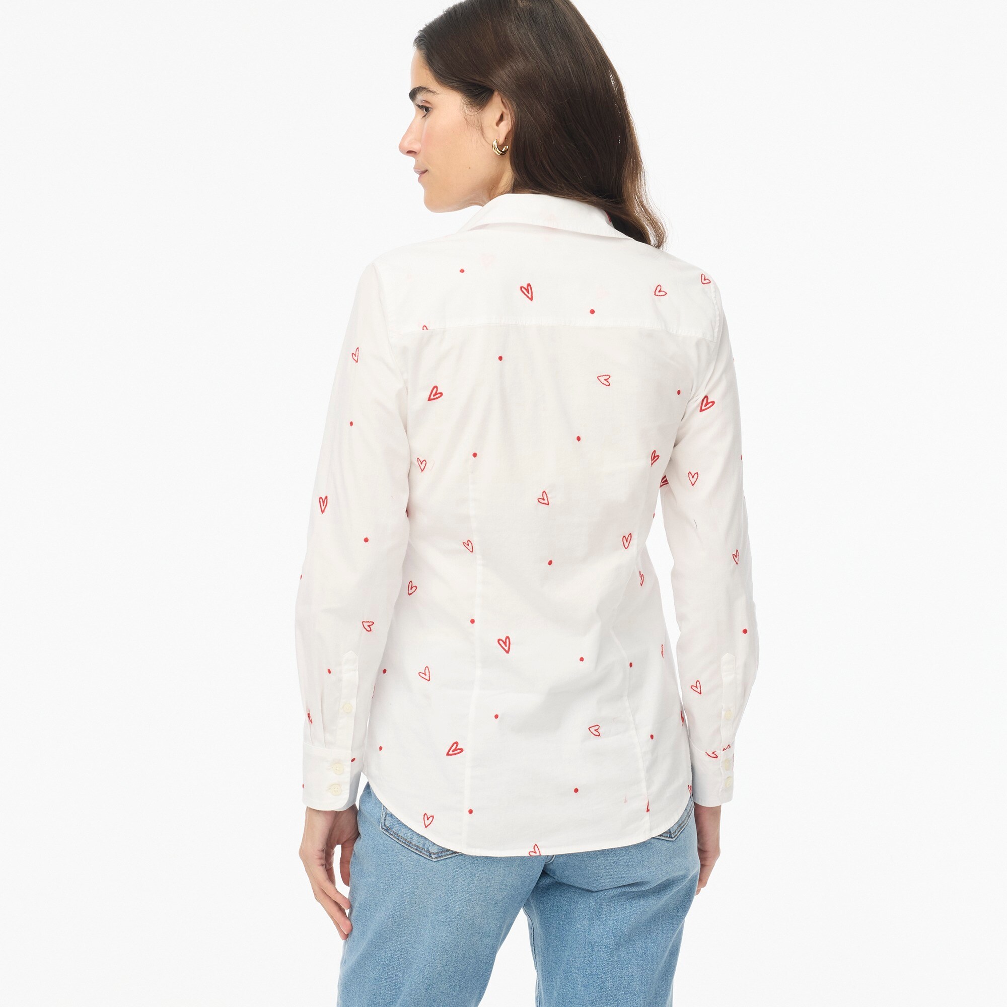 Embroidered hearts button-up shirt in signature fit