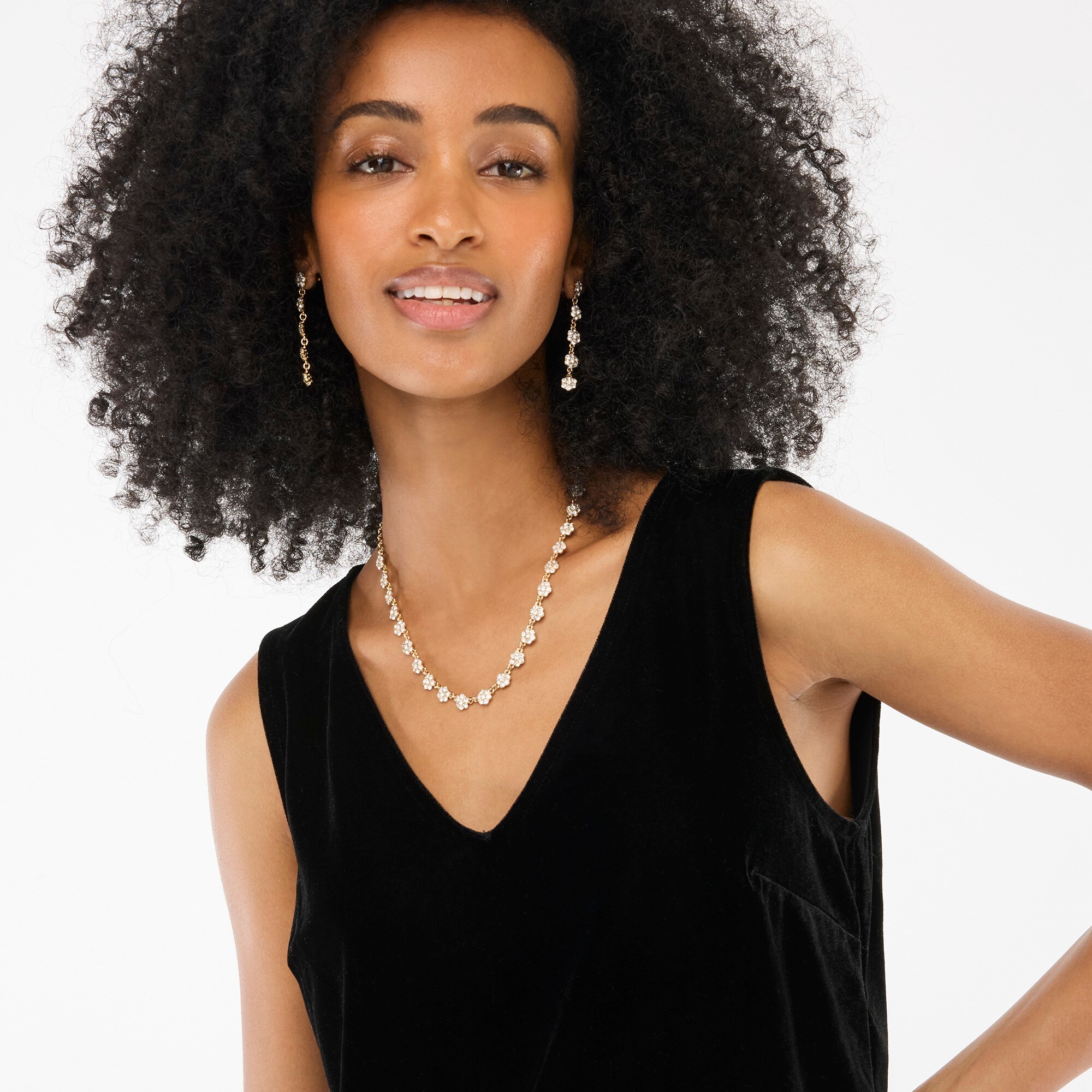 Velvet sleeveless V-neck top