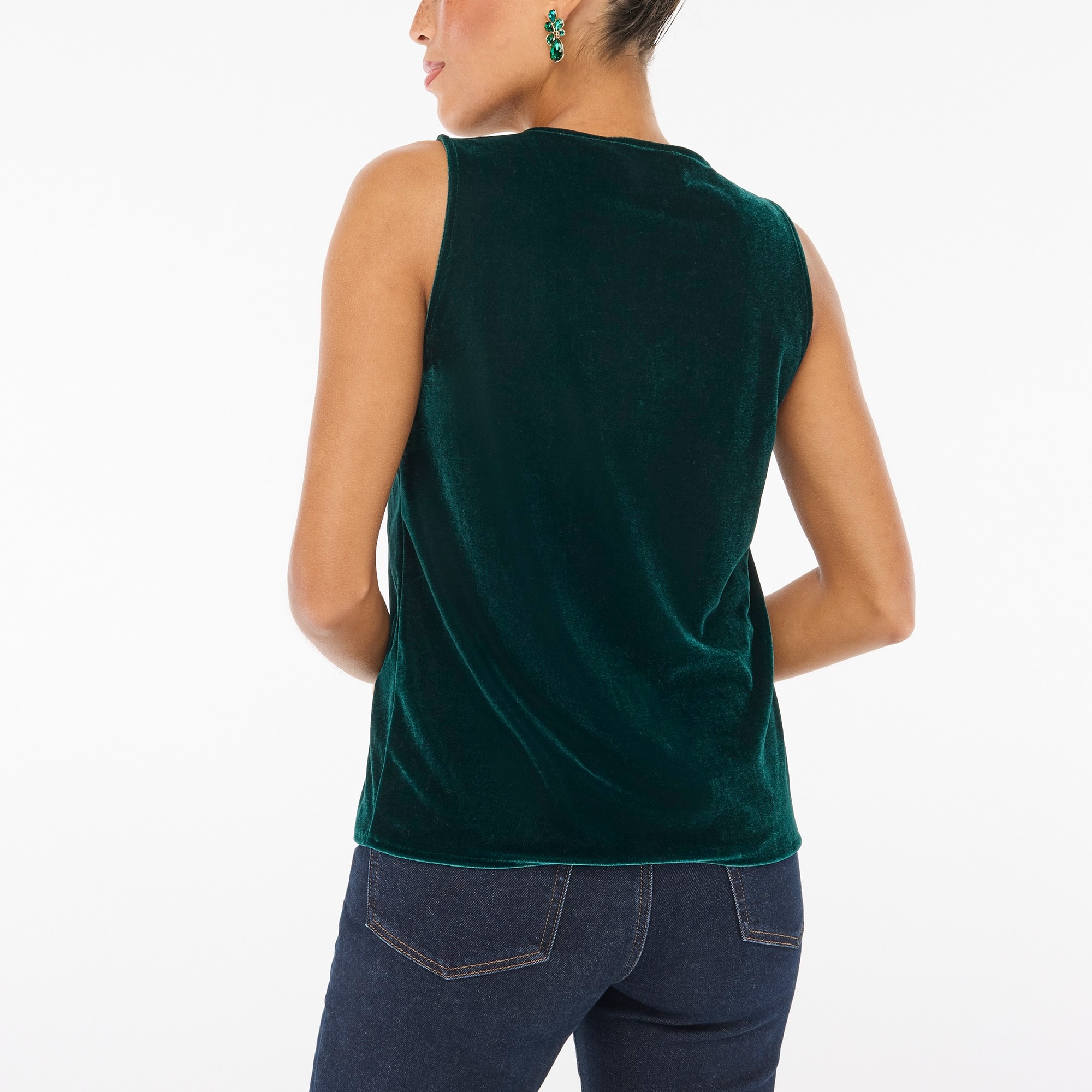 Velvet sleeveless V-neck top