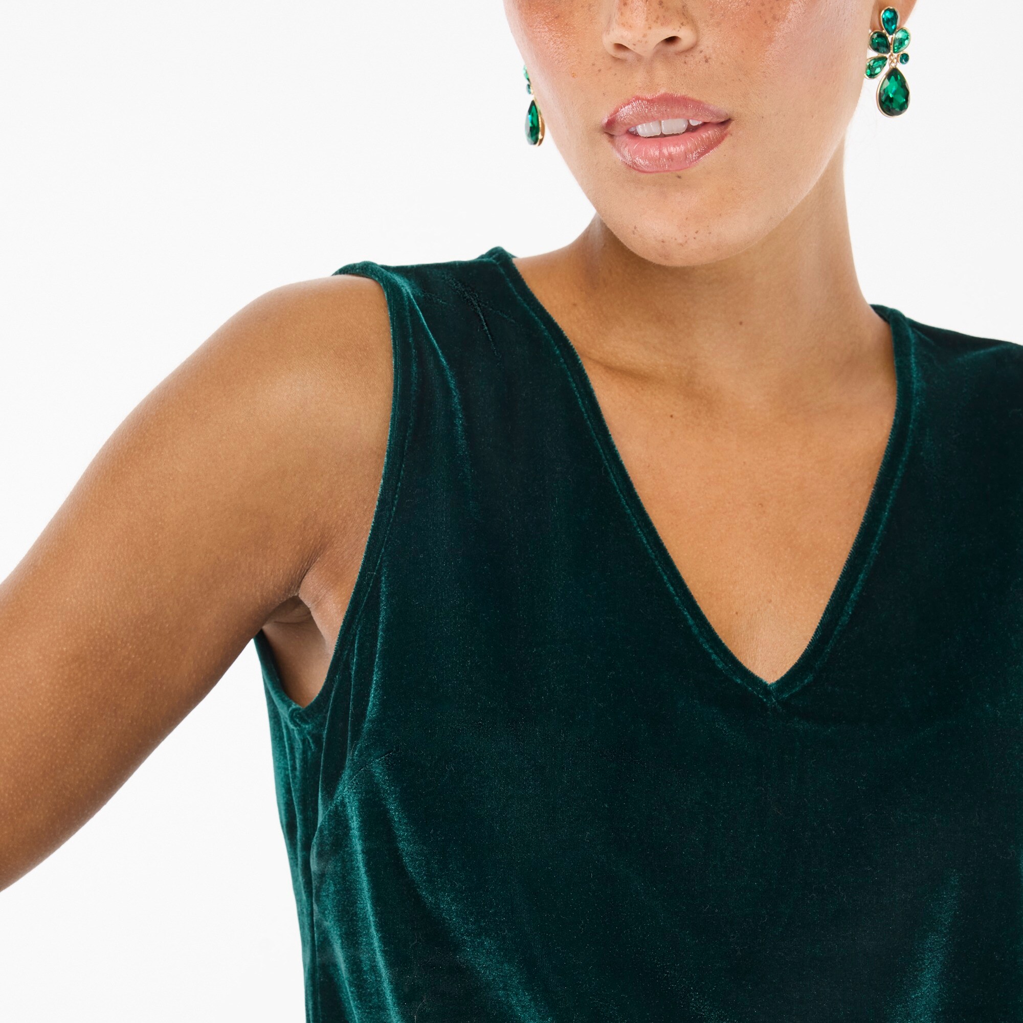 Velvet sleeveless V-neck top