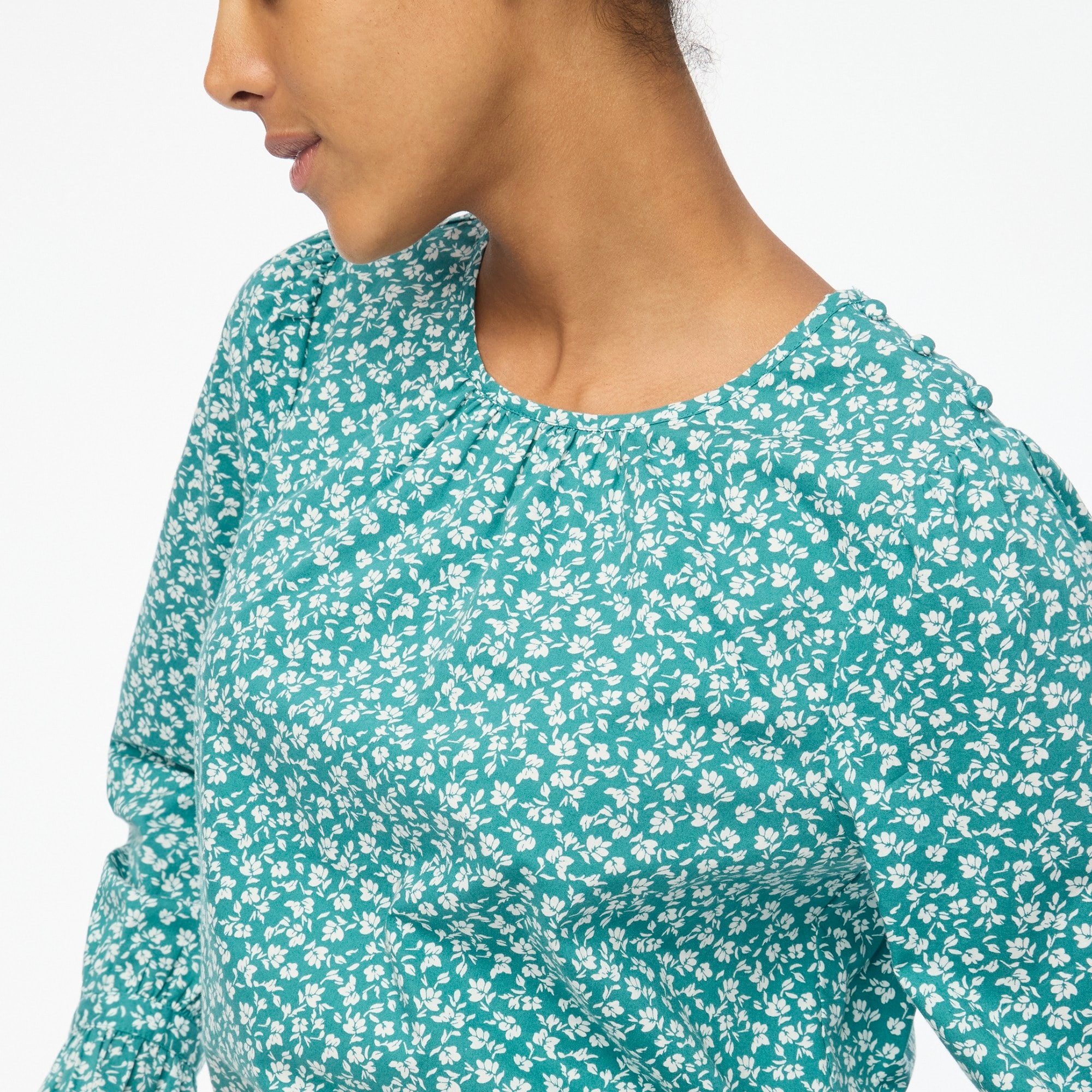 Factory: Long-sleeve Shirred-neck Blouse For Women