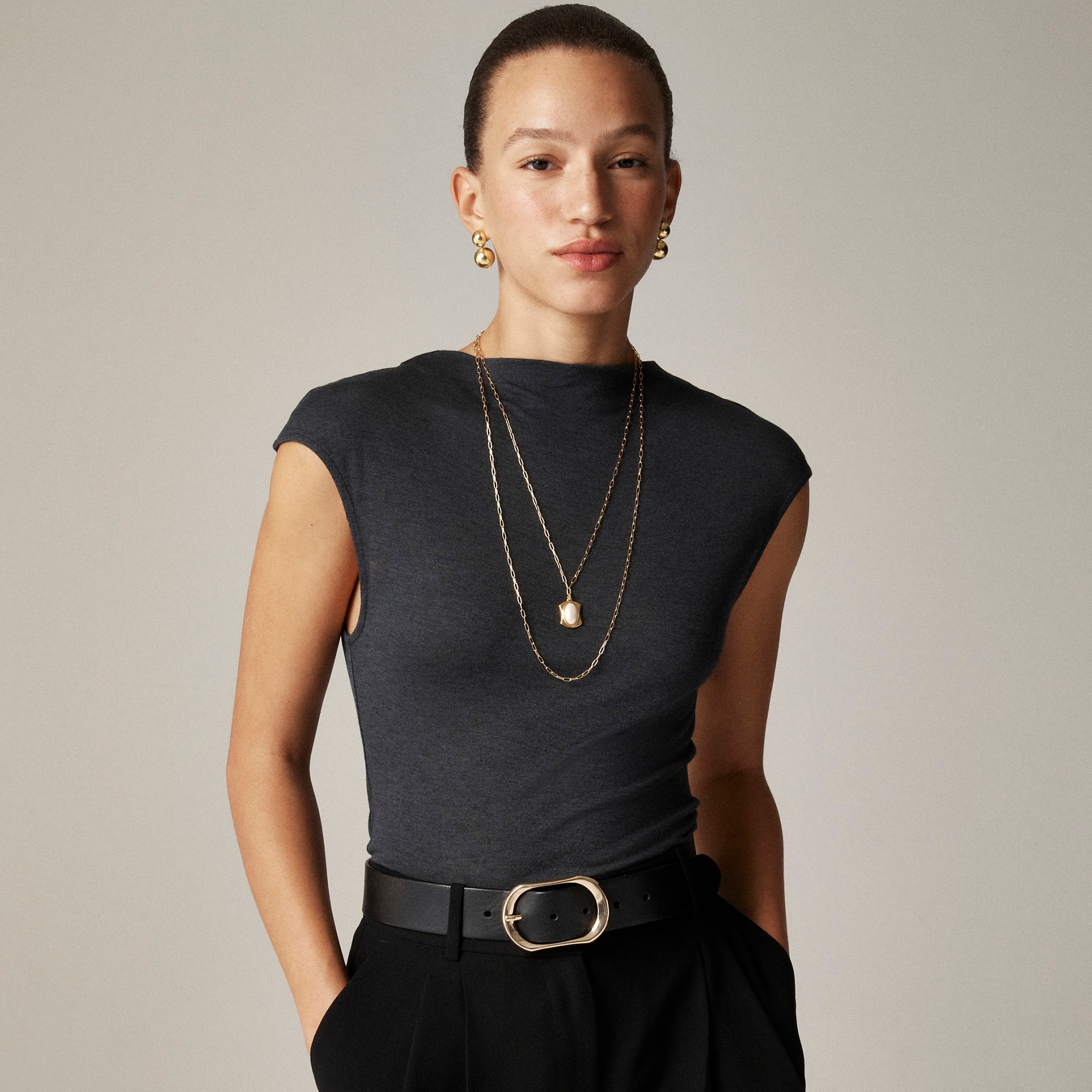 womens Collection sheer wool-blend mockneck top