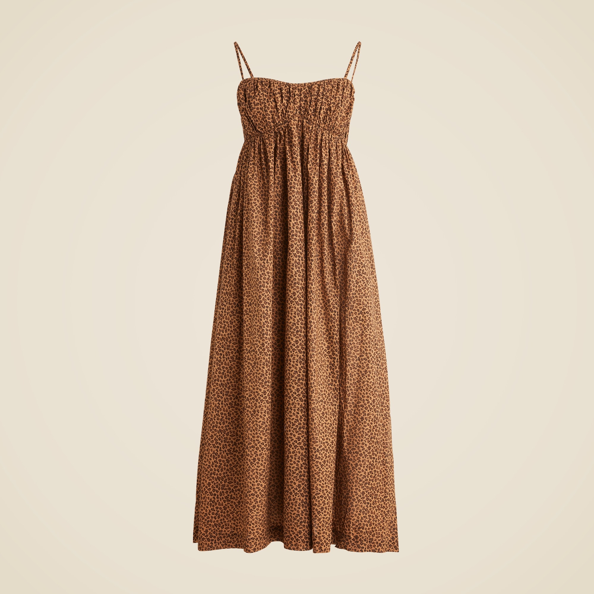 Cotton voile empire-waist dress in leopard print