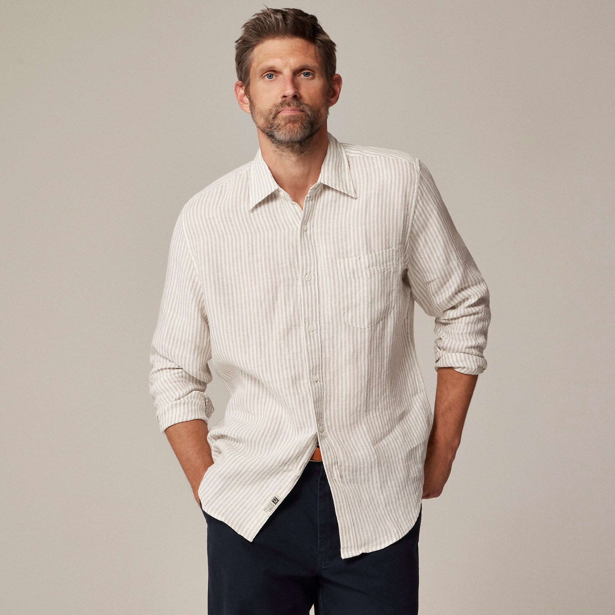 mens Baird McNutt Irish linen point-collar shirt