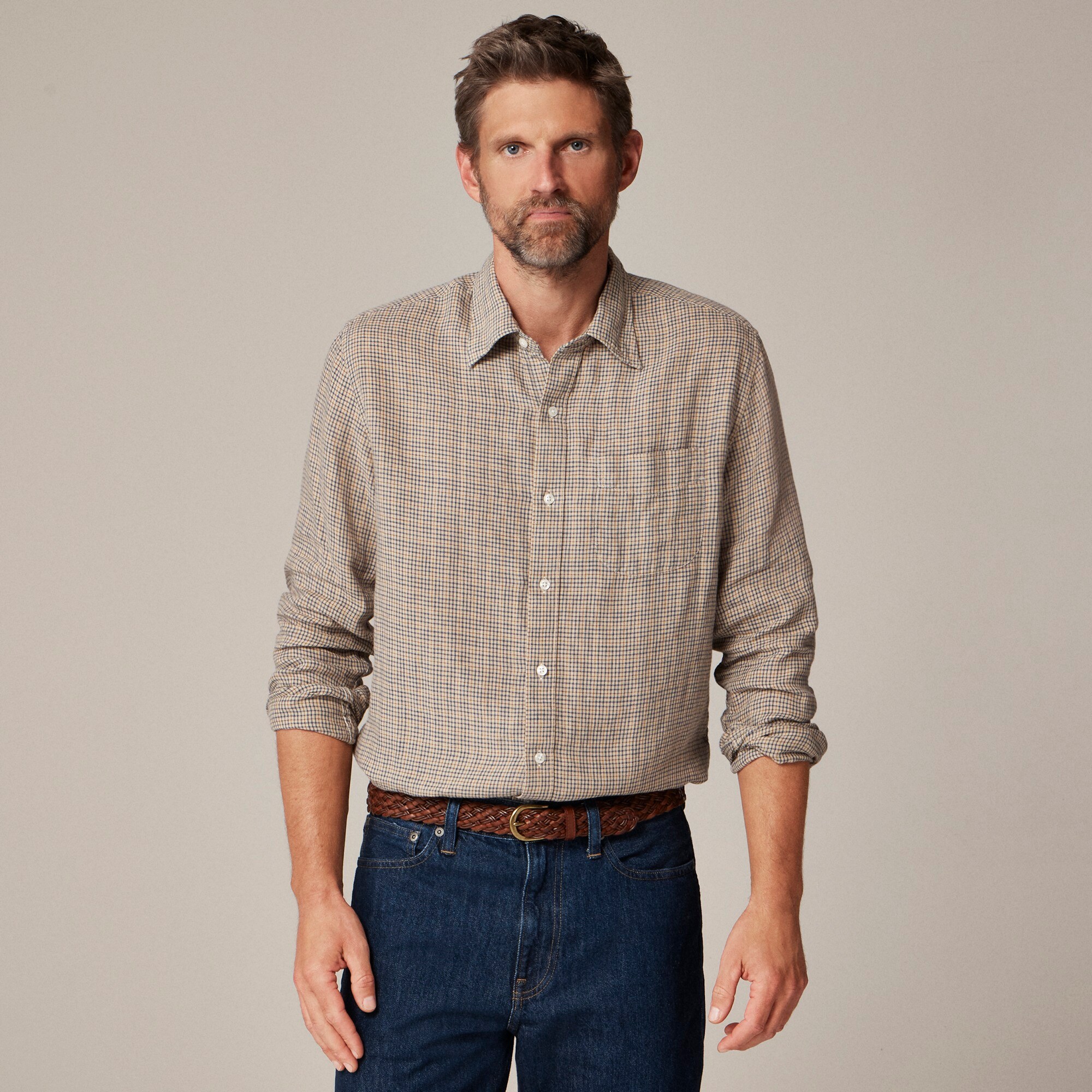 mens Baird McNutt Irish linen point-collar shirt