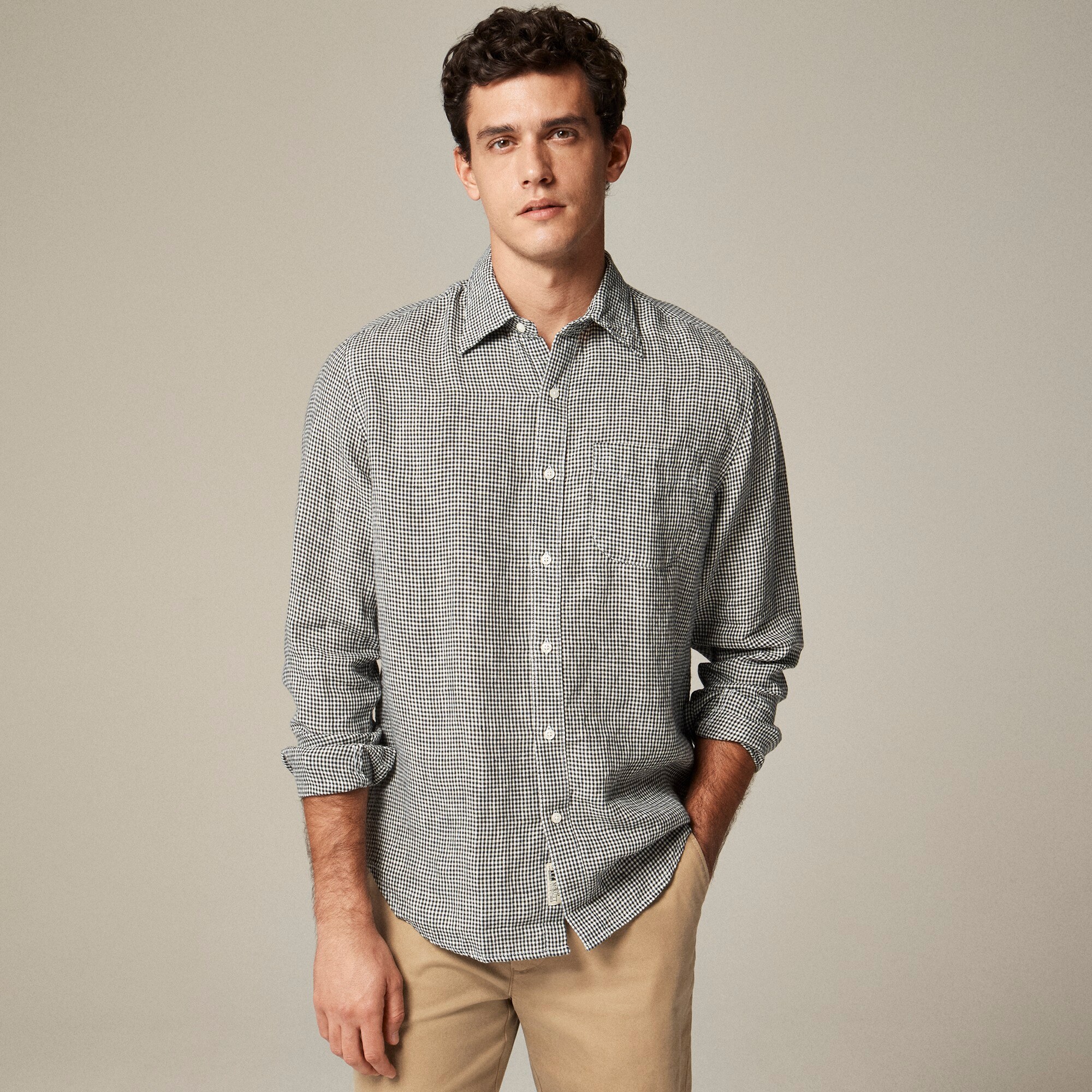 mens Baird McNutt Irish linen point-collar shirt