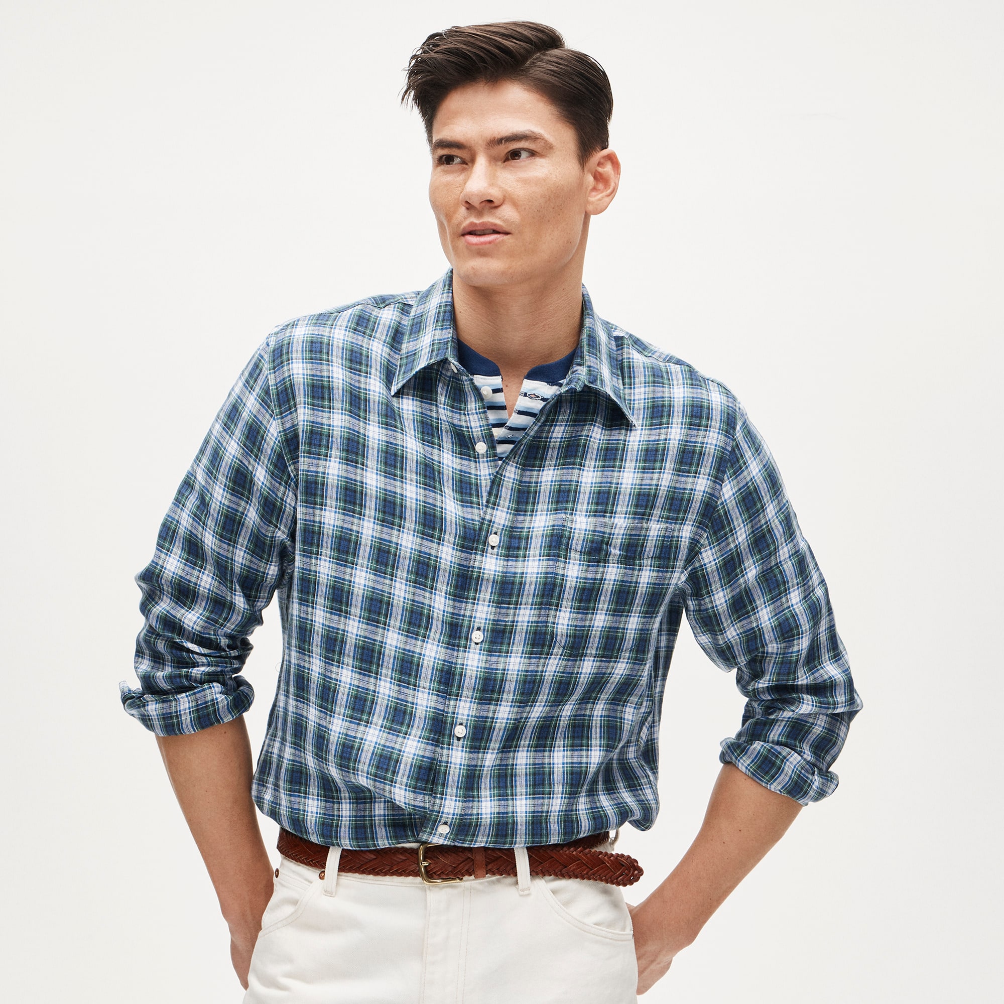 mens Baird McNutt Irish linen point-collar shirt