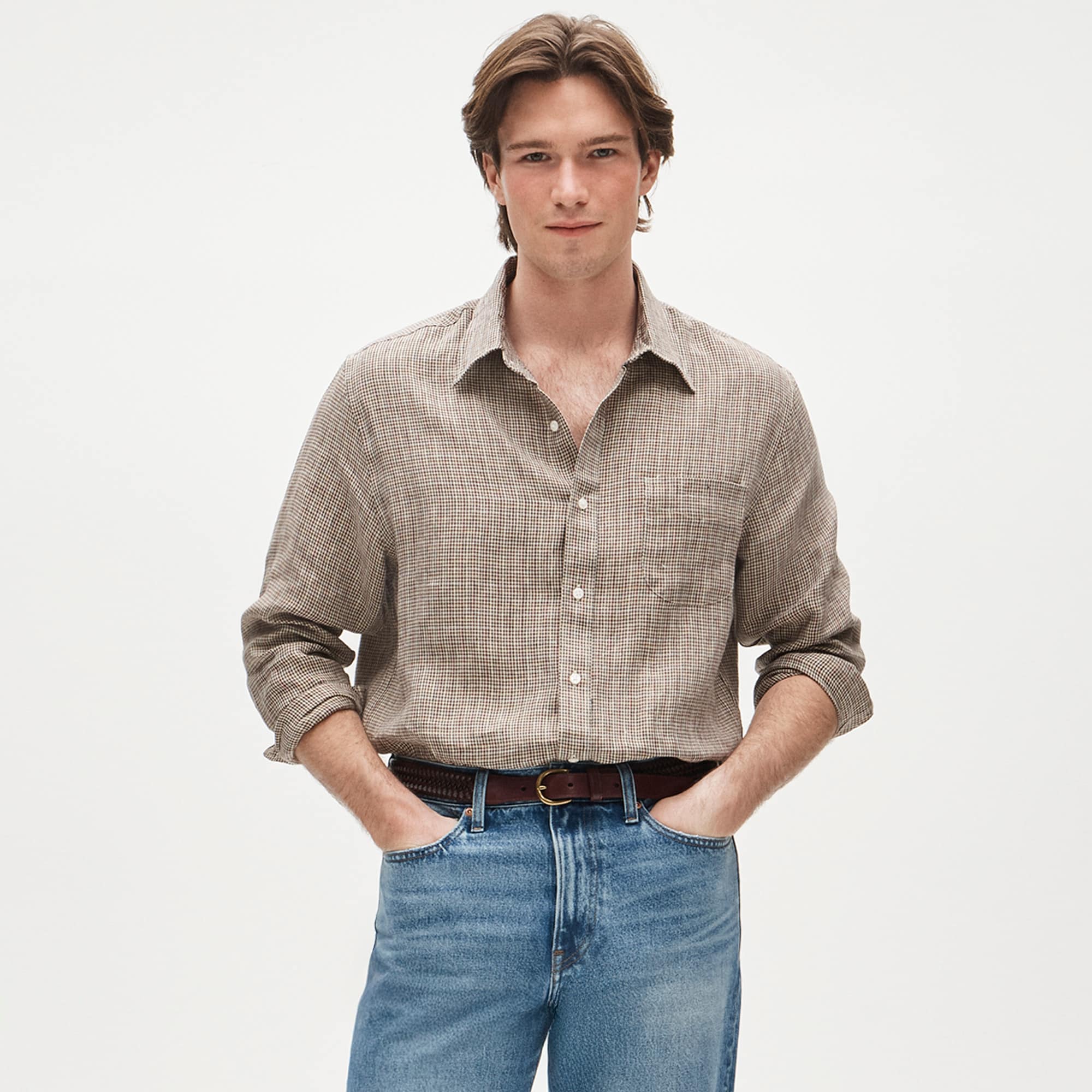 Baird McNutt Irish linen point-collar shirt