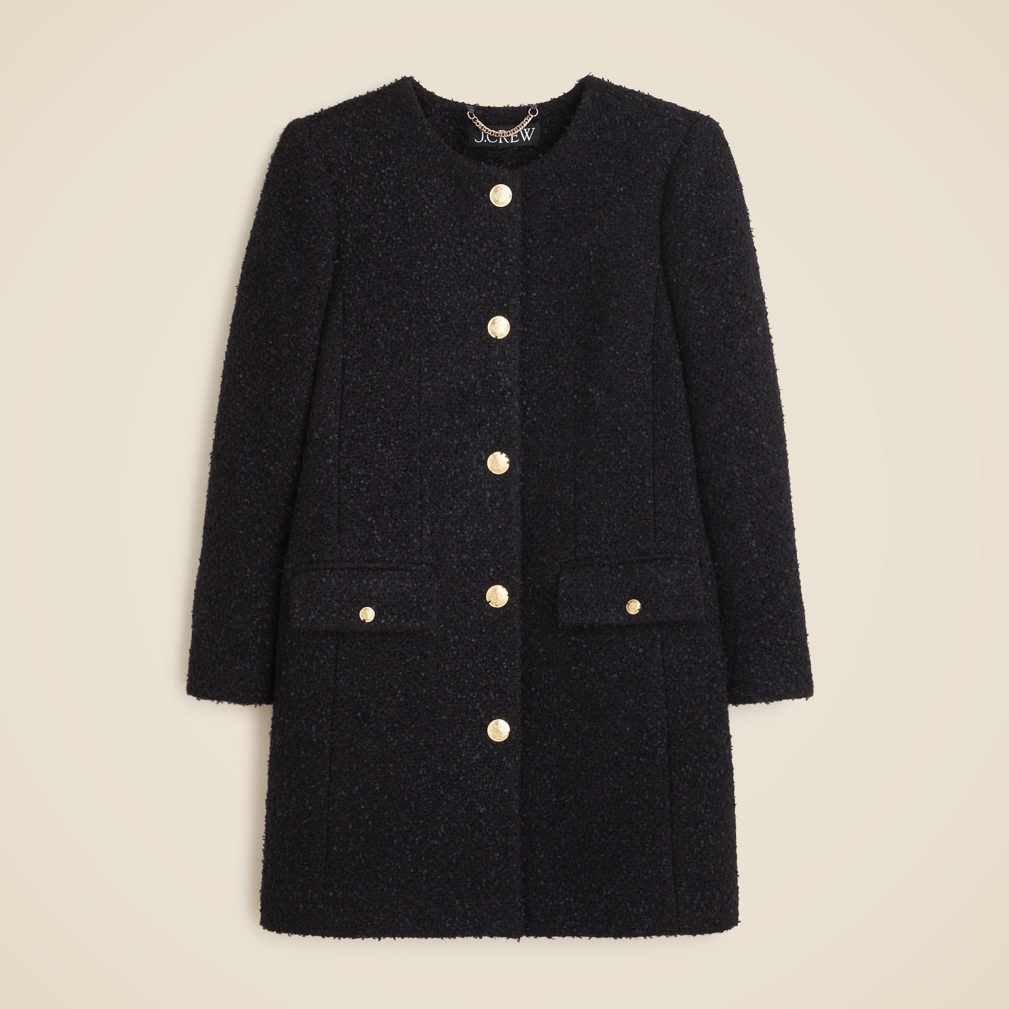 Stone Faux Fur Collarless Coat | Outerwear