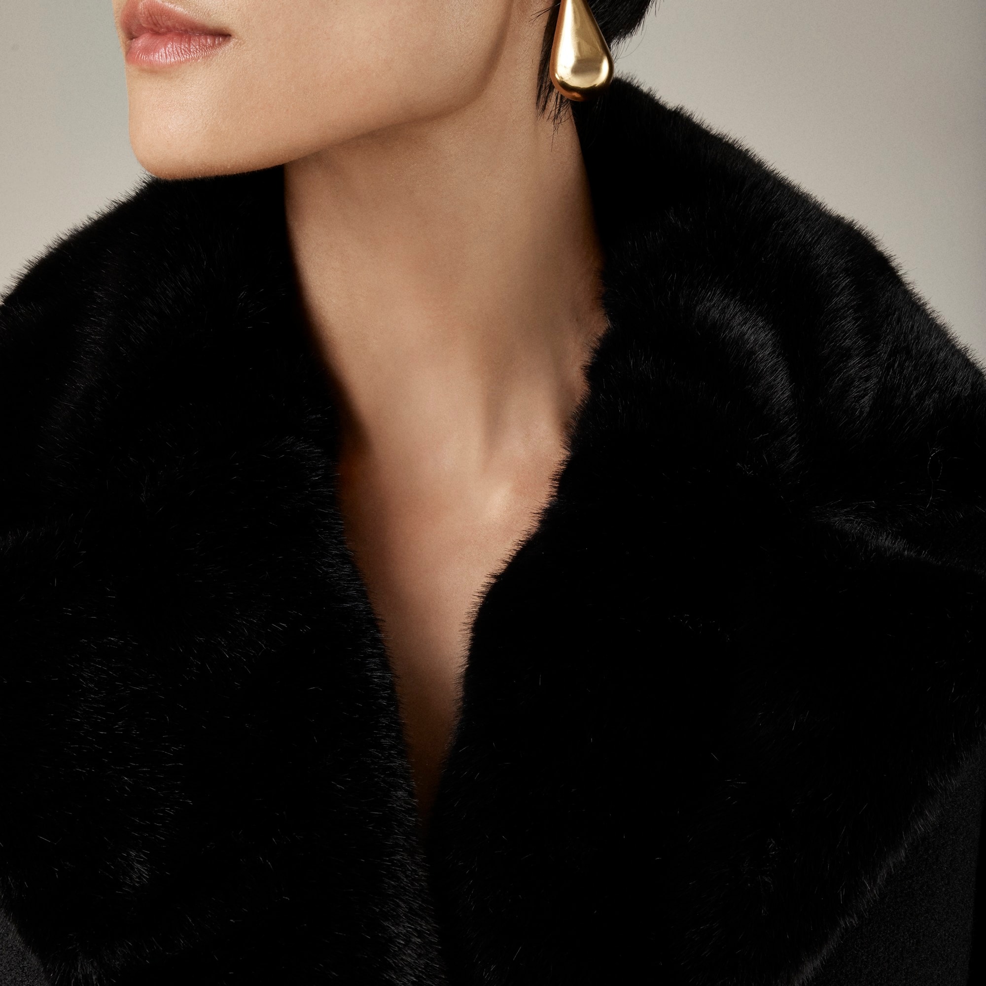 Collection Savoy faux fur-trim topcoat in Italian wool-blend melton