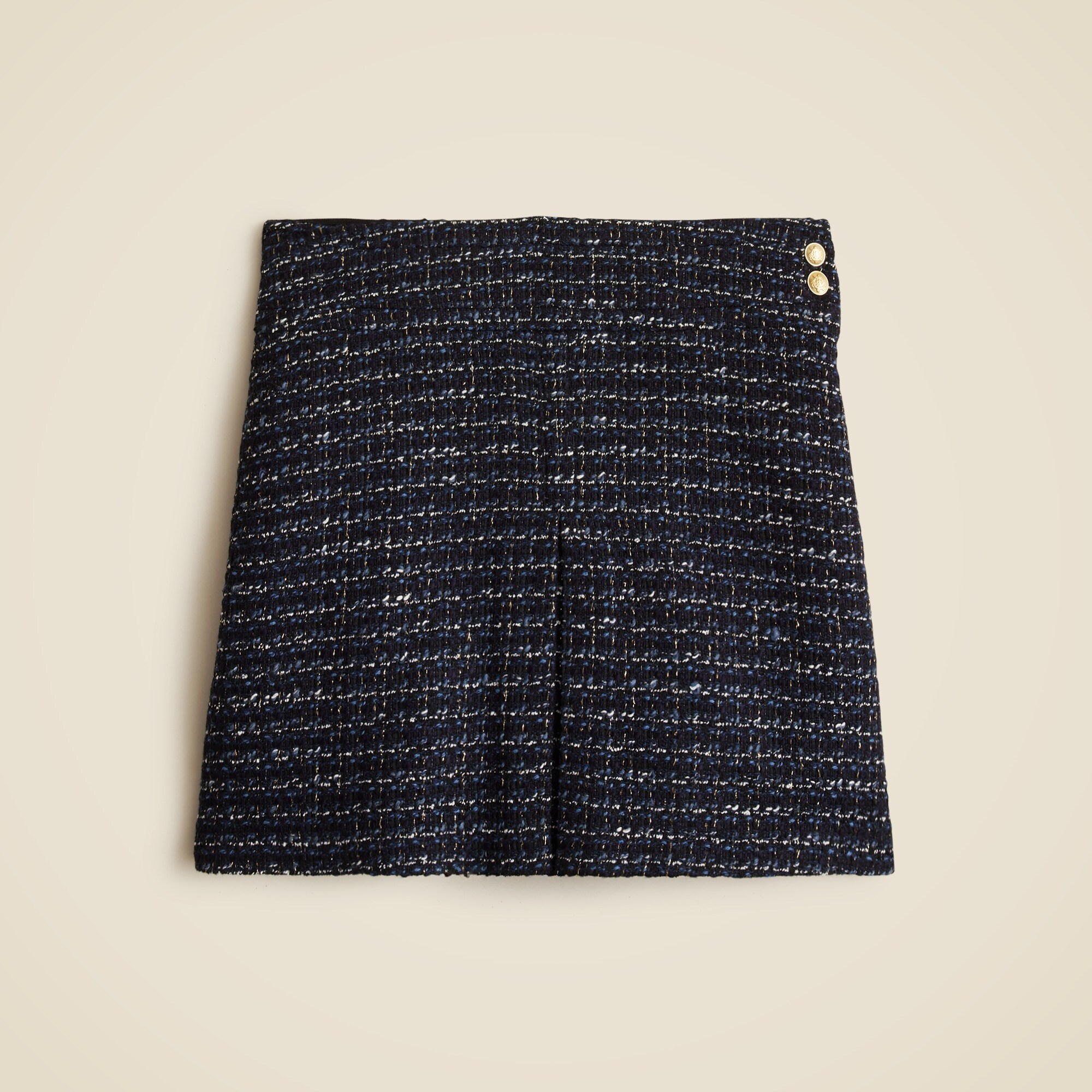 Collection center-pleat mini skirt in tweed