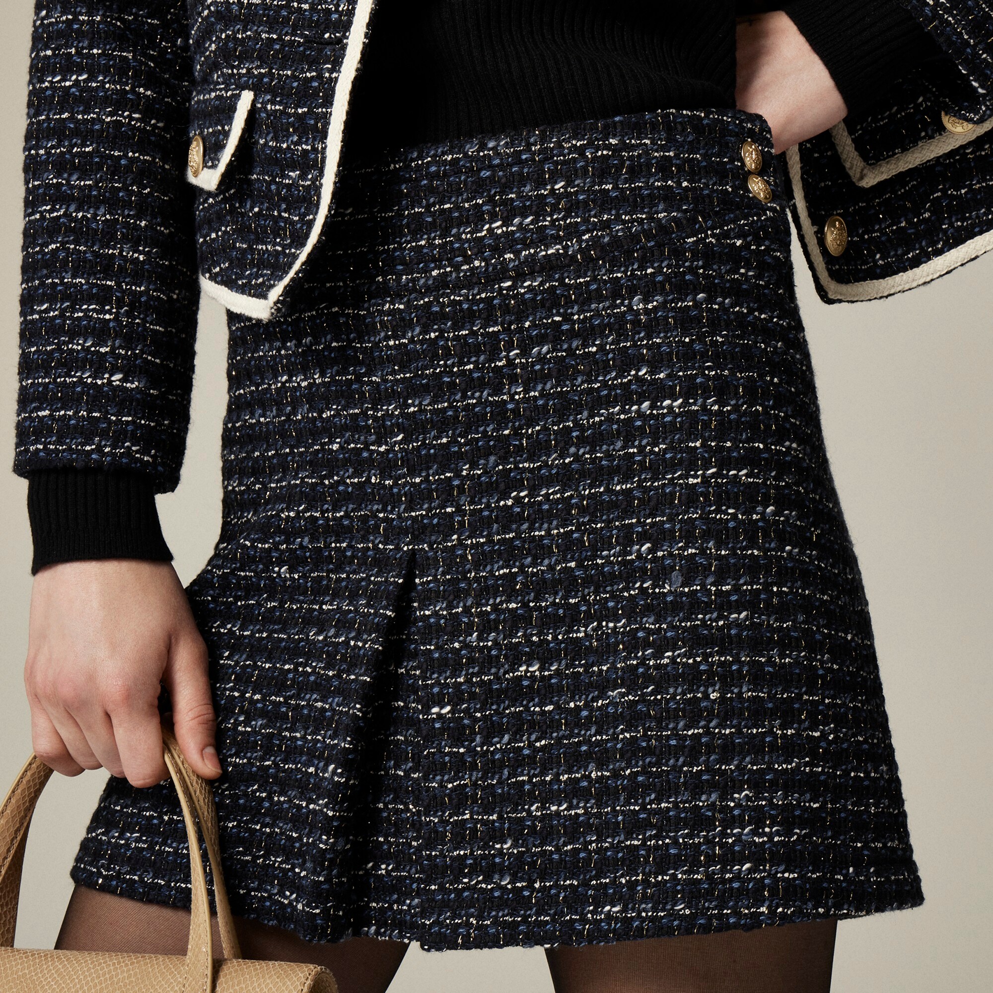 J.Crew: Collection Center-pleat Mini Skirt In Tweed For Women