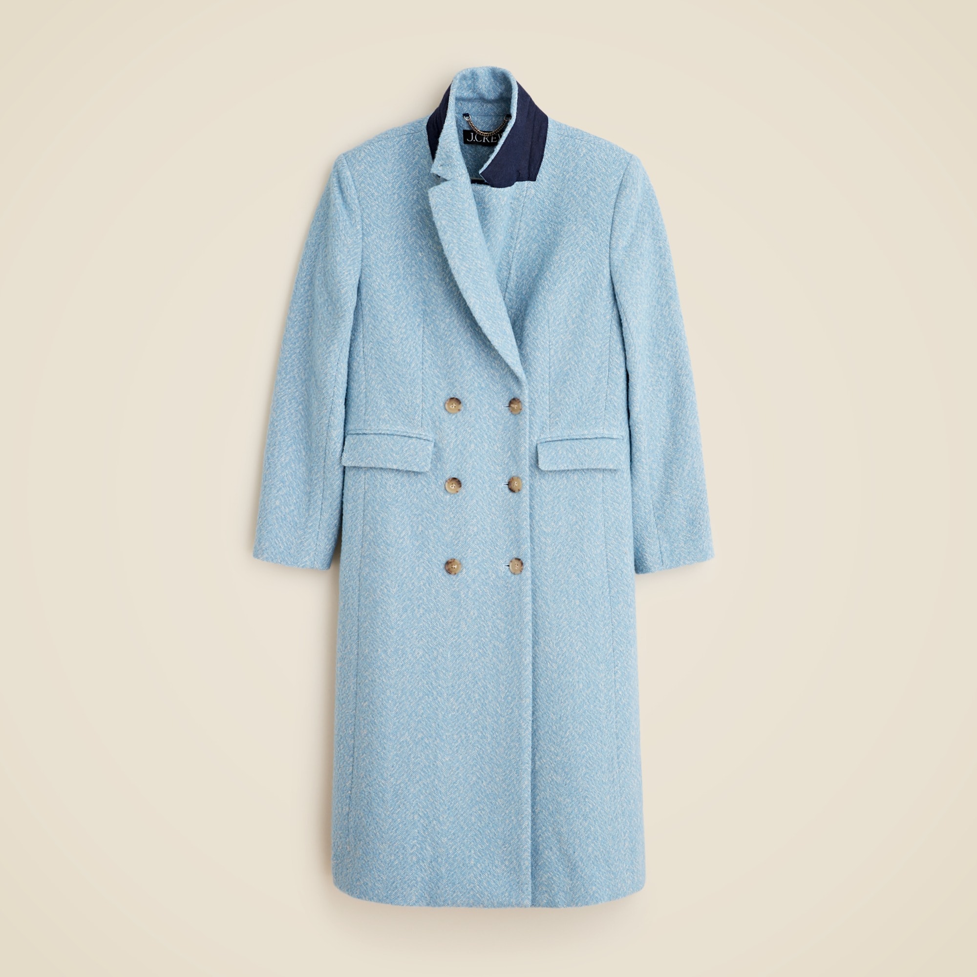 Petite palais double-breasted coat in herringbone