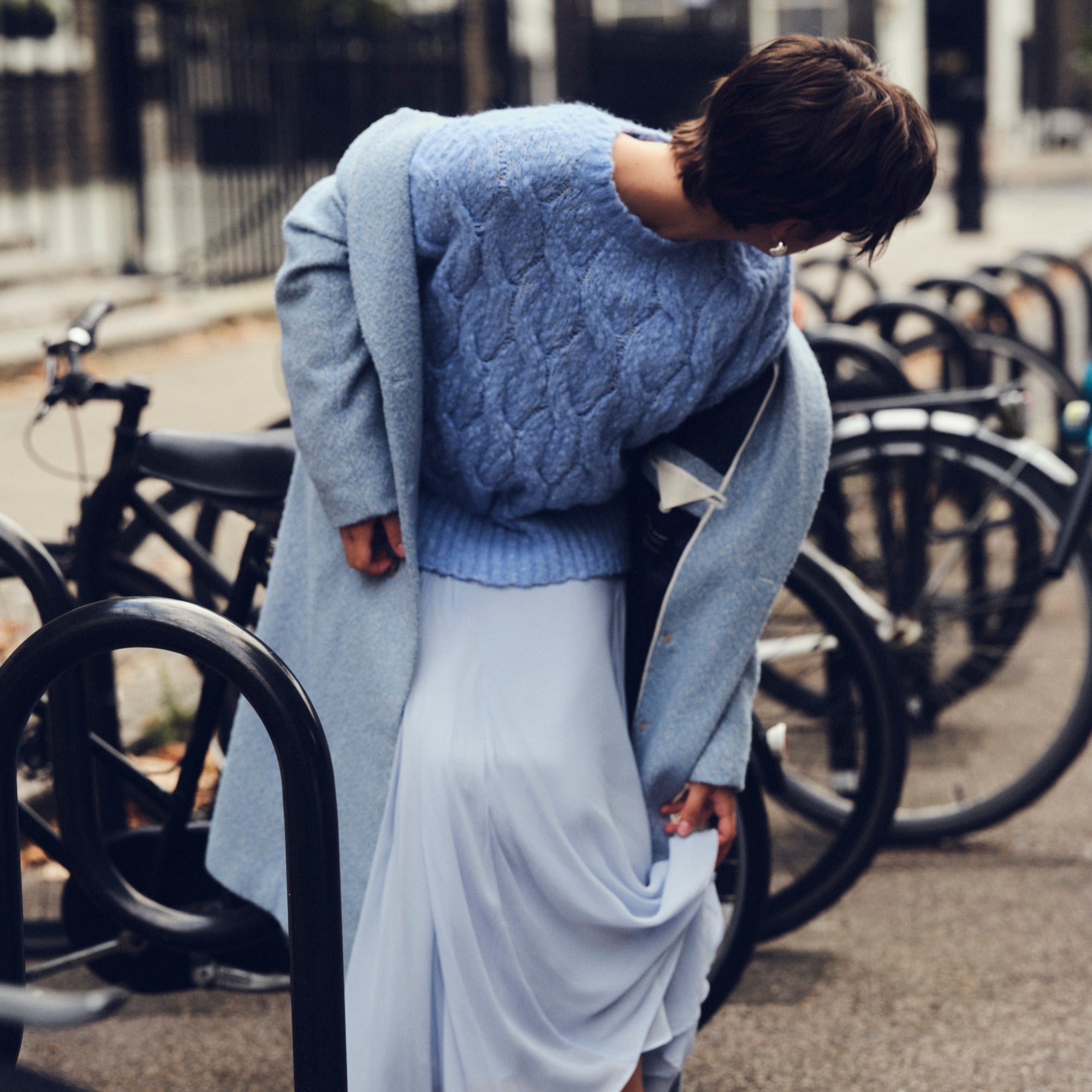 Petite palais double-breasted coat in herringbone