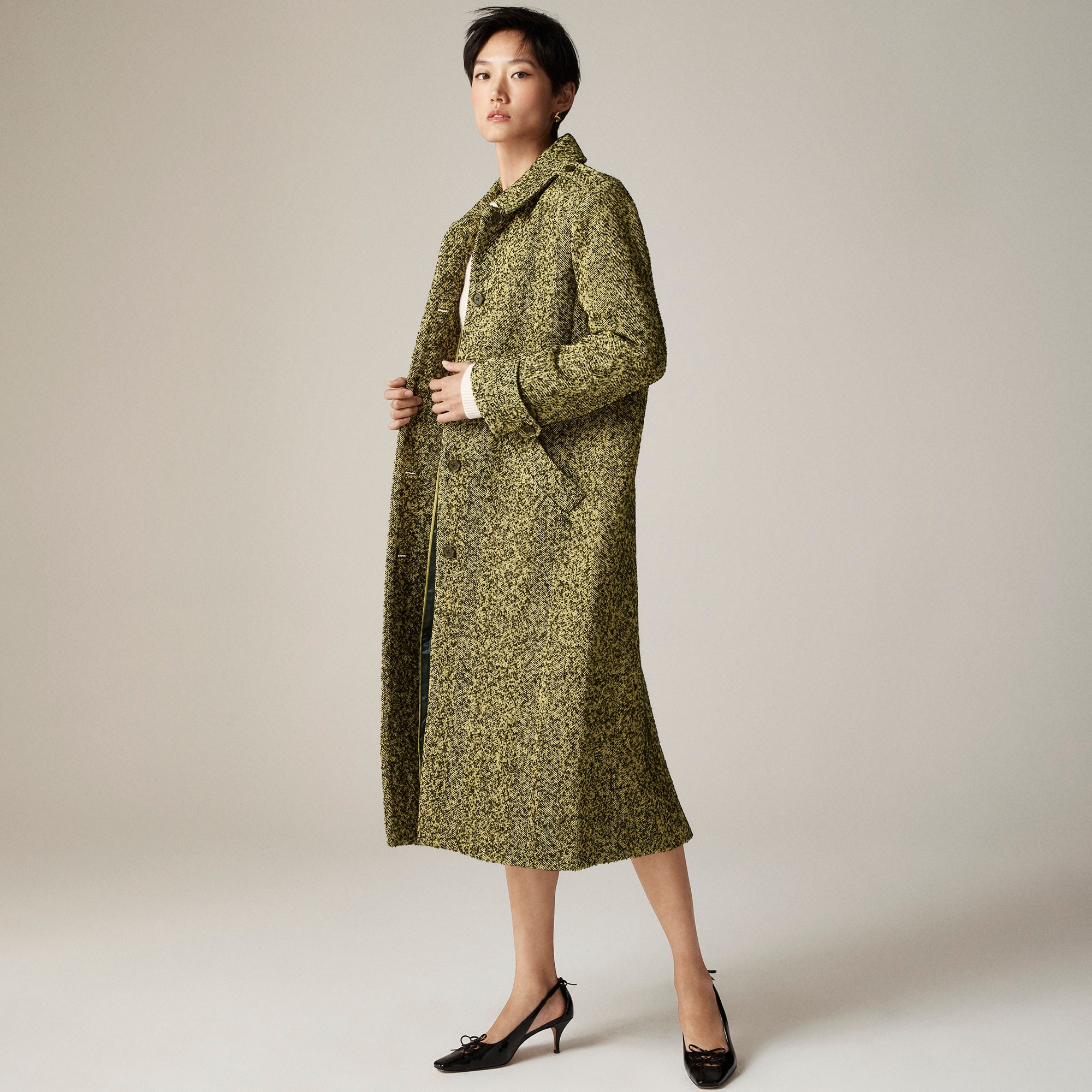 Christopher John Rogers X J.Crew topcoat in herringbone bouclé