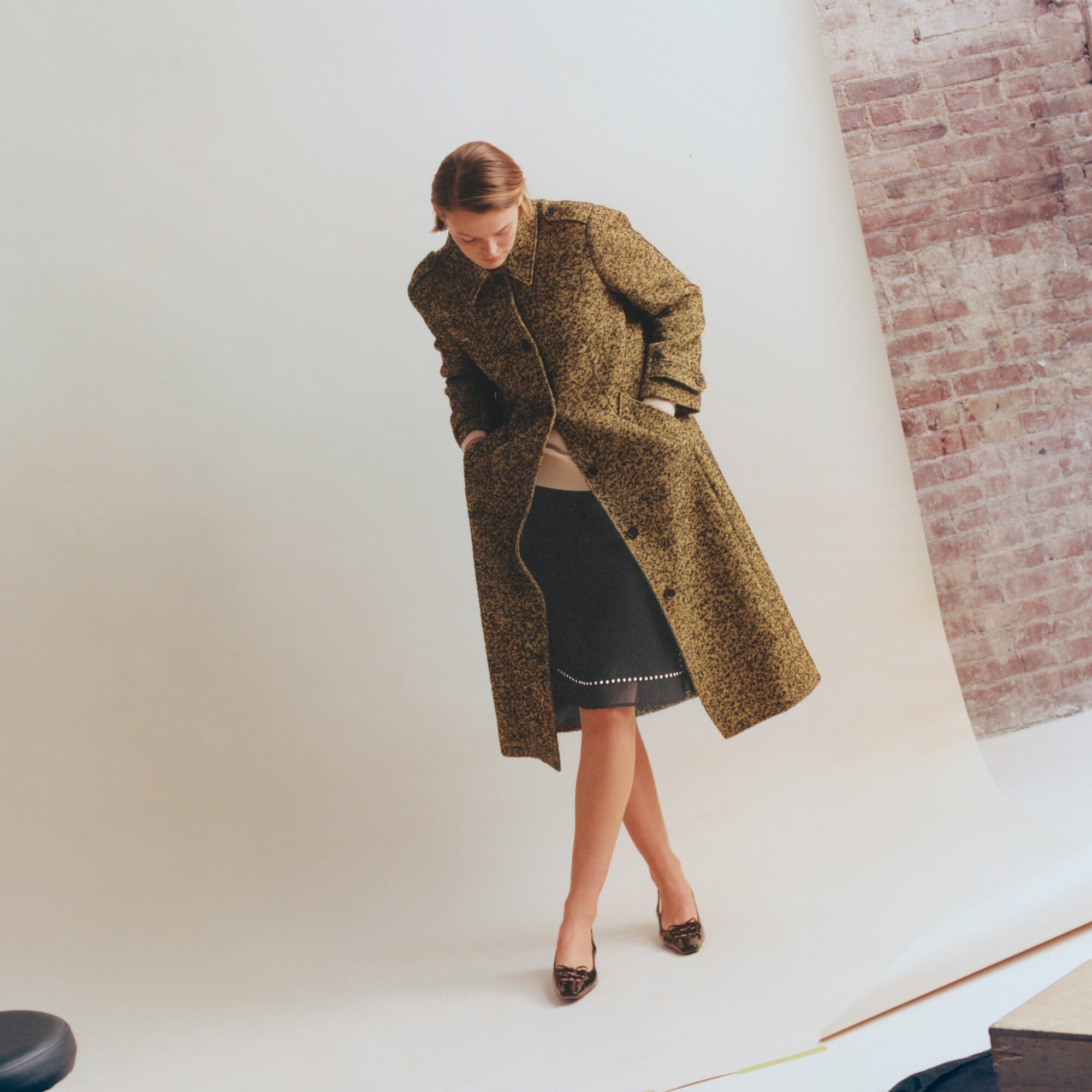 womens Christopher John Rogers X J.Crew topcoat in herringbone boucl&eacute;