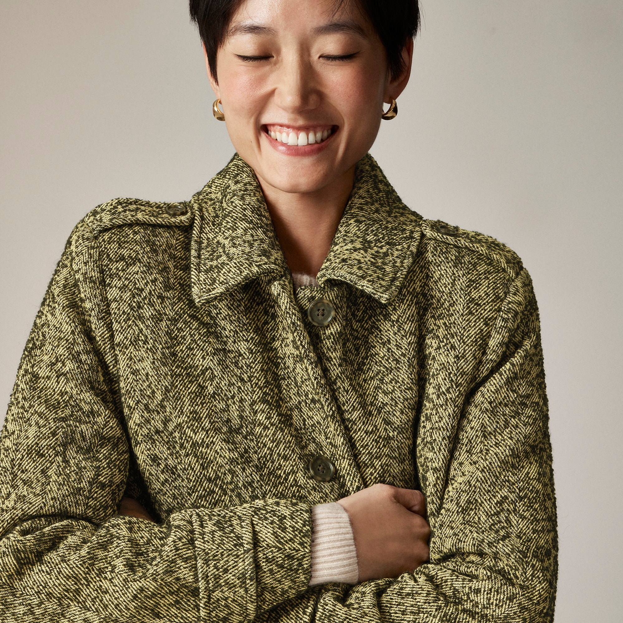 Christopher John Rogers X J.Crew topcoat in herringbone bouclé