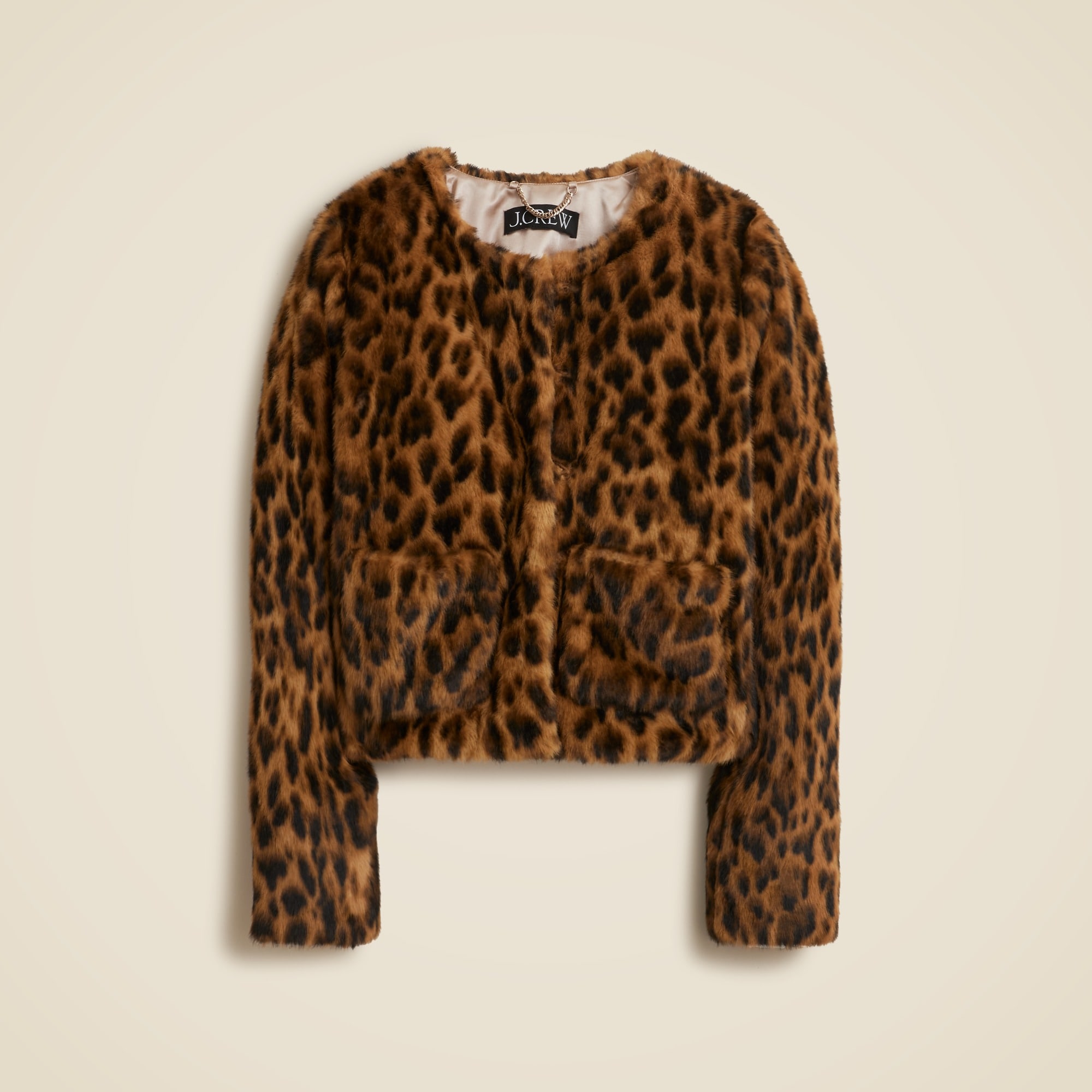 Faux-fur lady jacket in leopard print