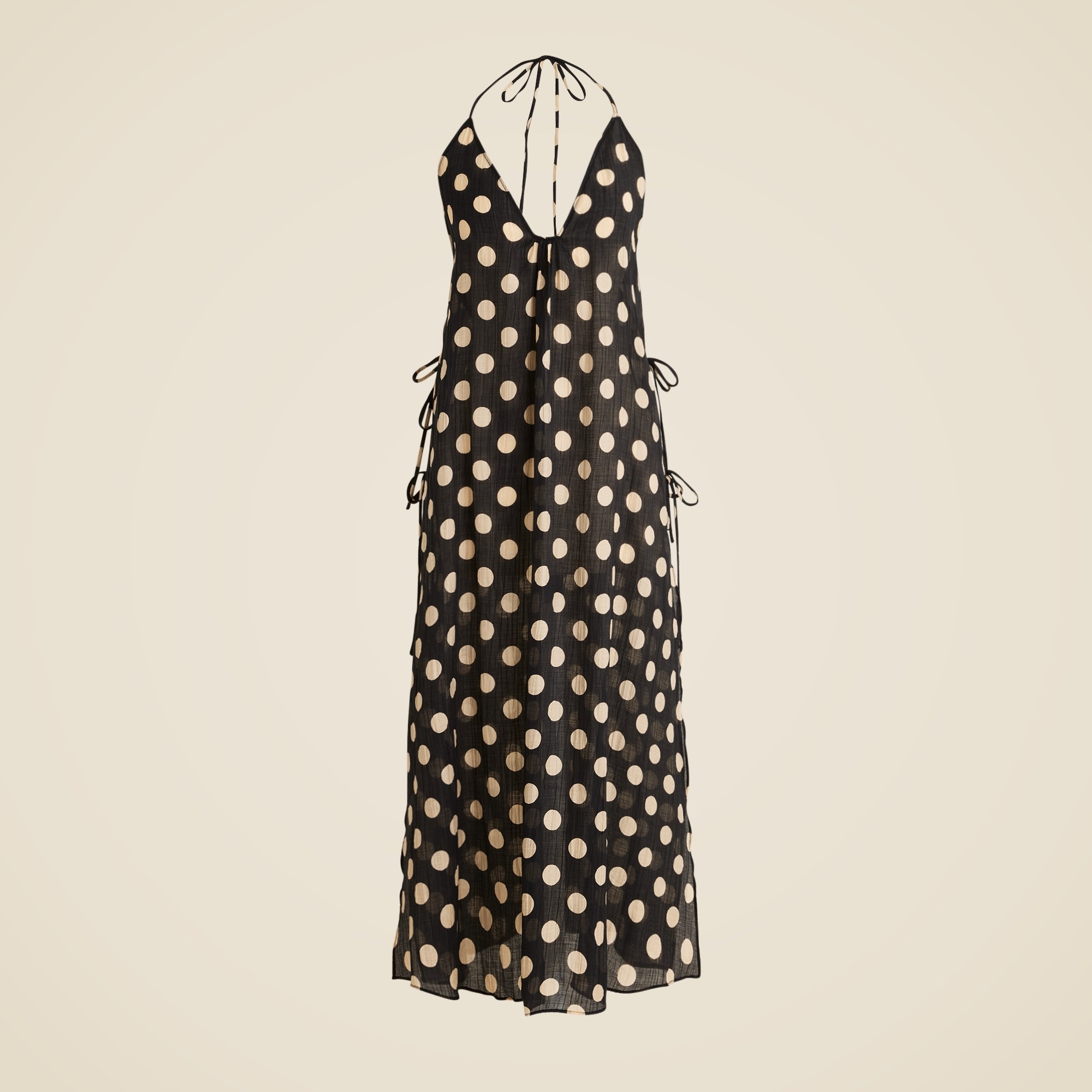 Crinkle side-tie dress in dot print