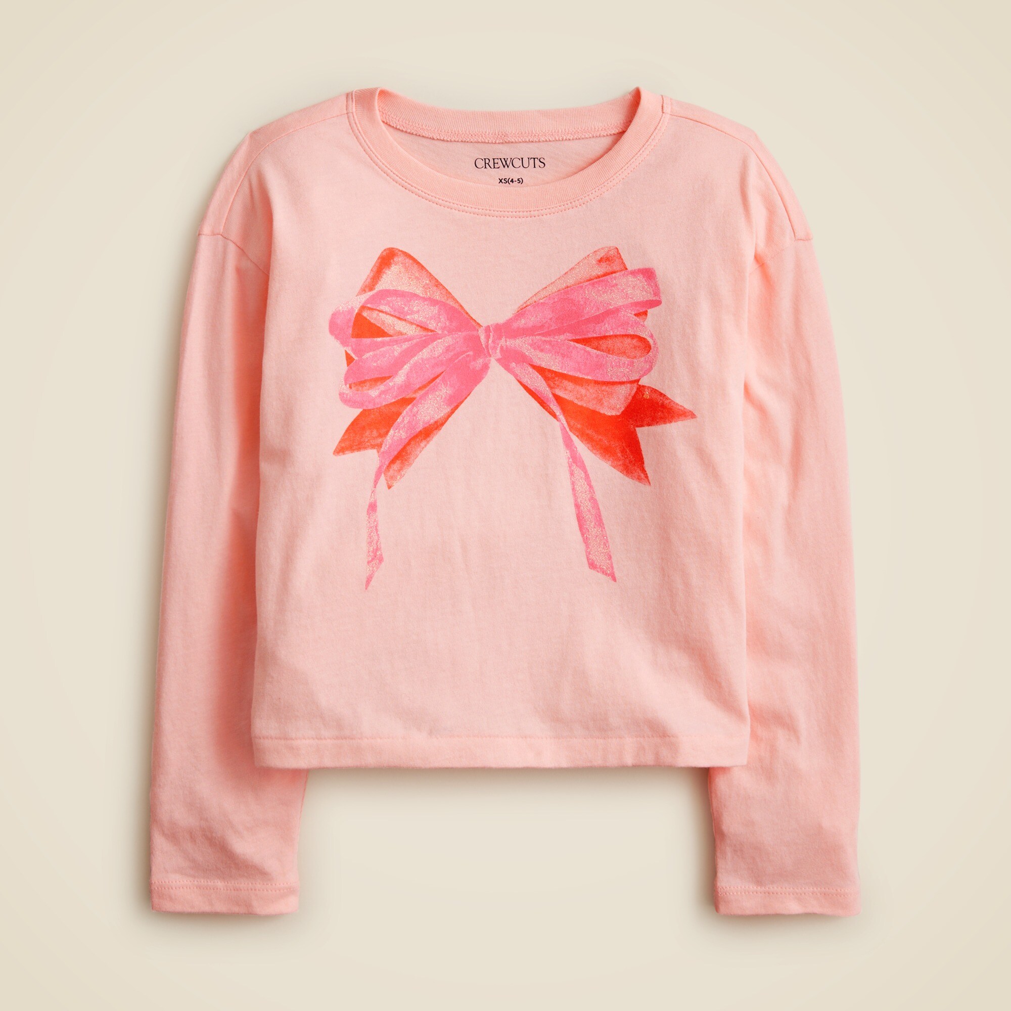 Girls' Long-sleeve Glitter Bow Graphic T-shirt For Girls | J.Crew