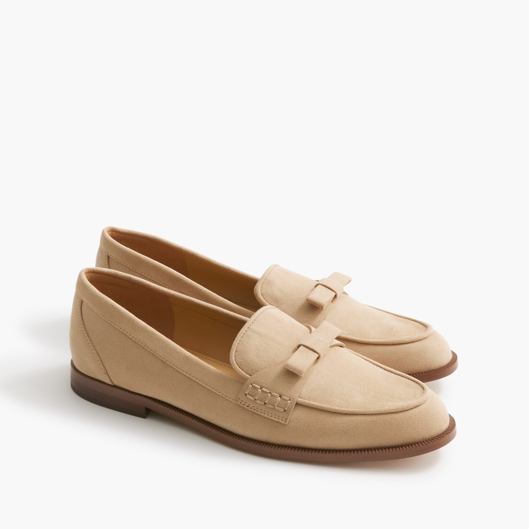 sueded bow loafers for women
