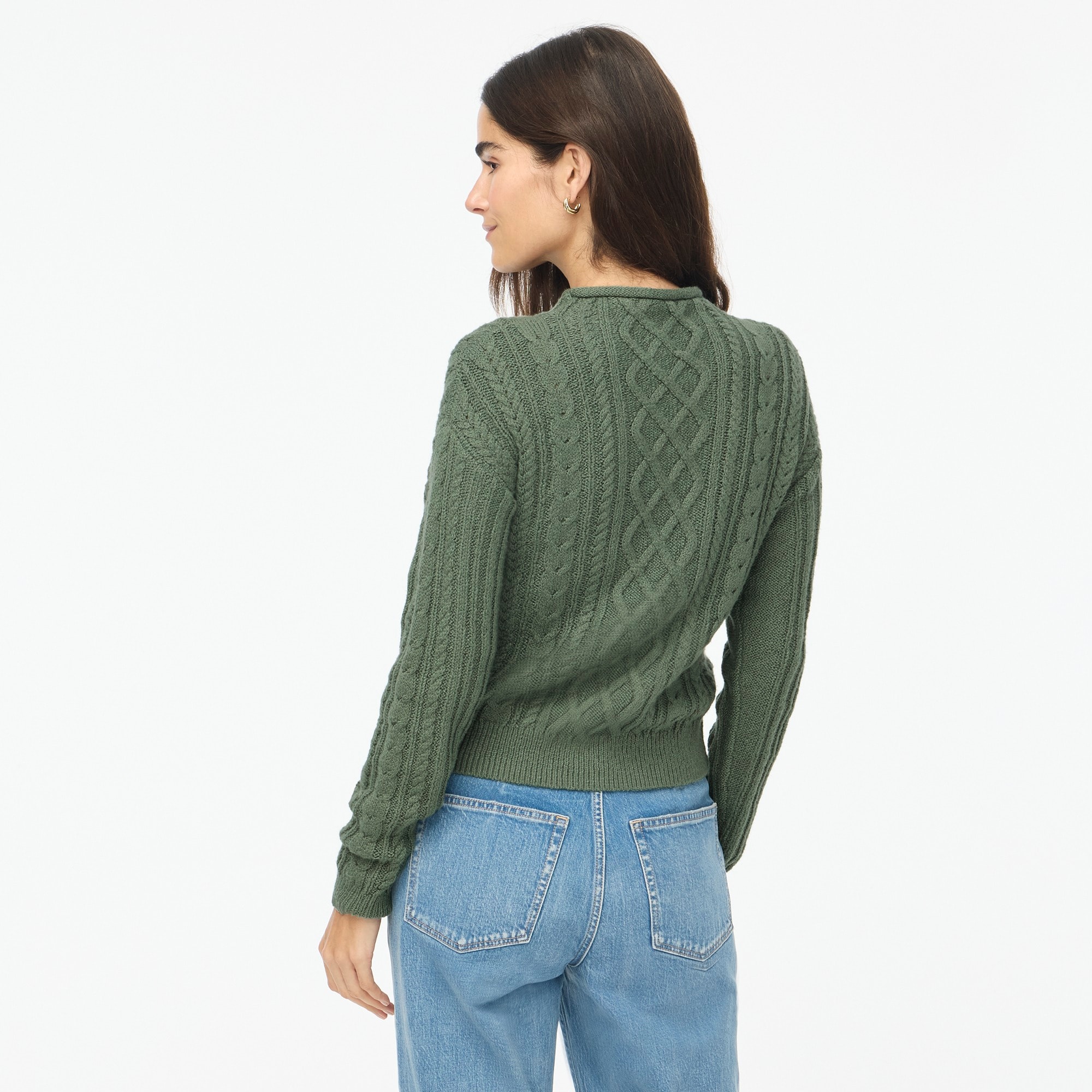 Mockneck cable-knit sweater