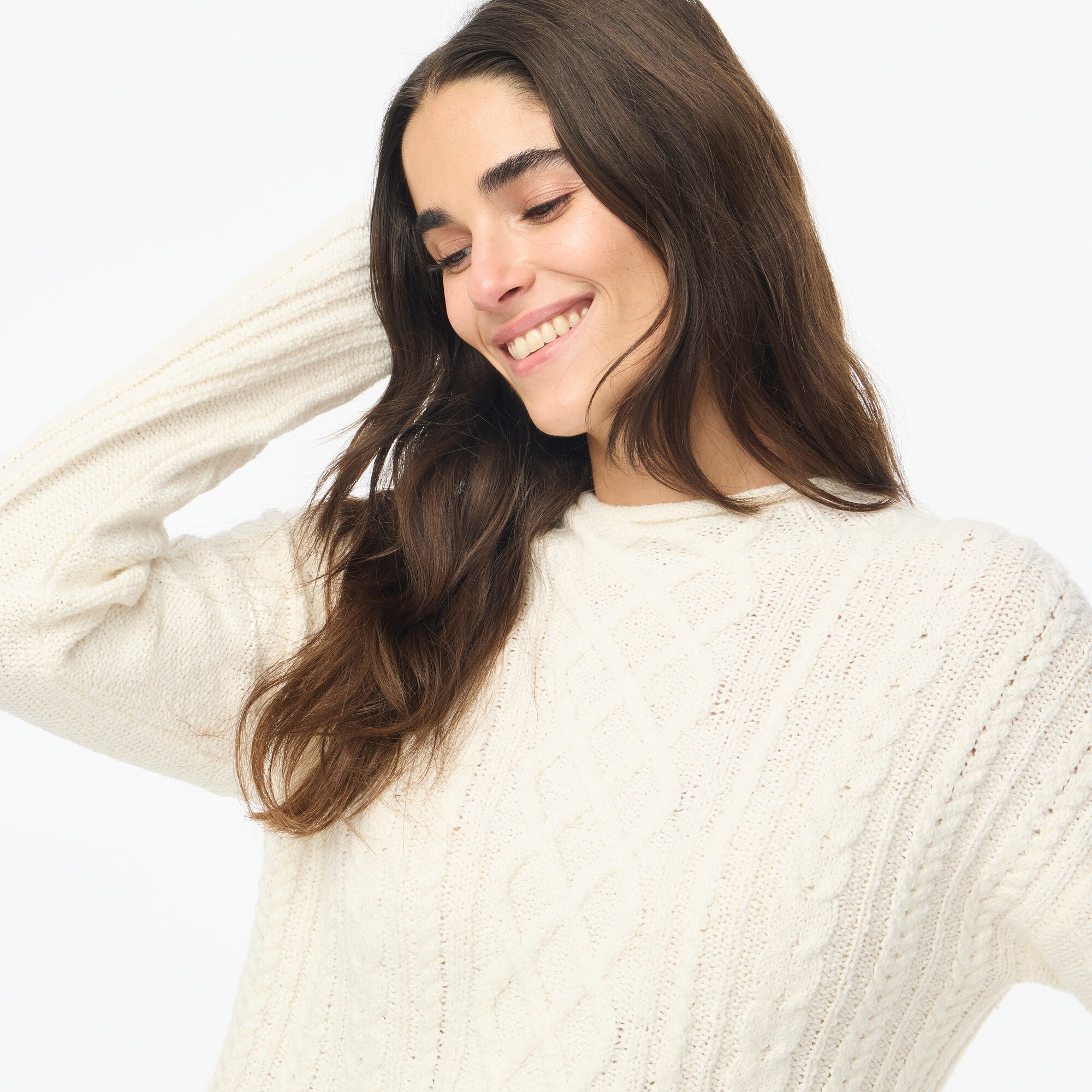 Mockneck cable-knit sweater