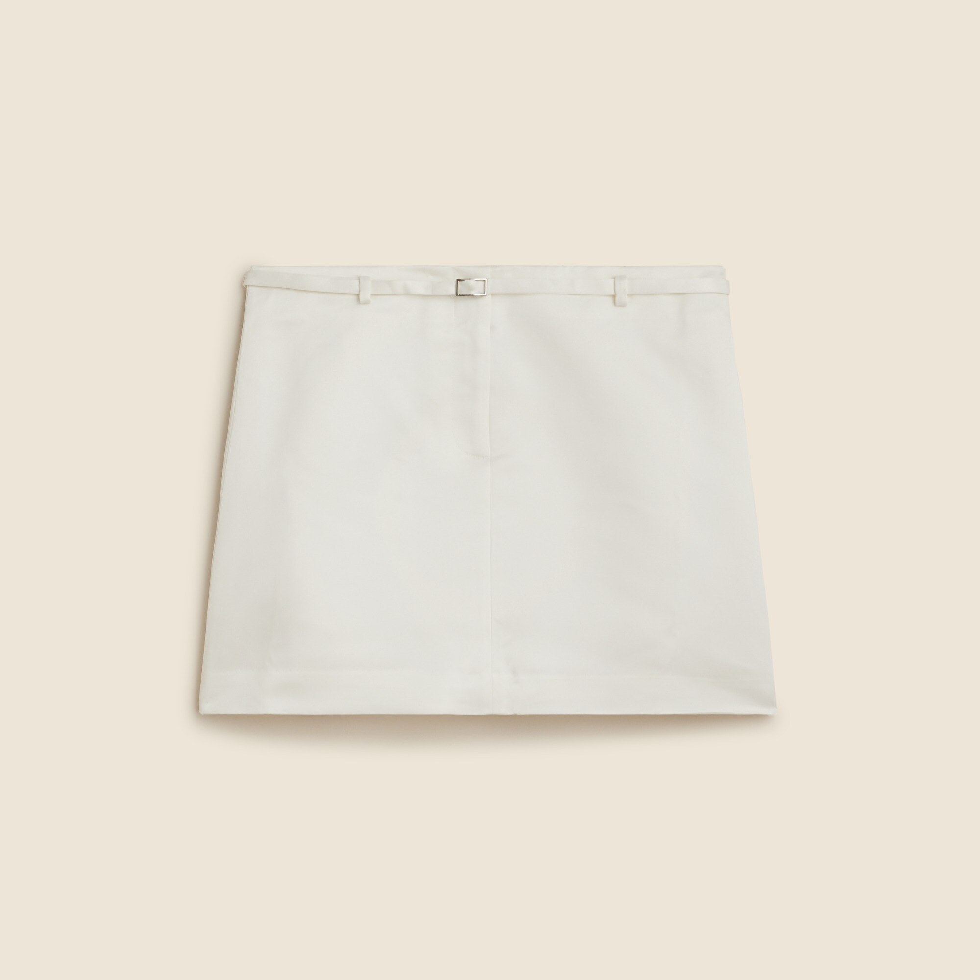 Belted mini skirt in duchesse satin