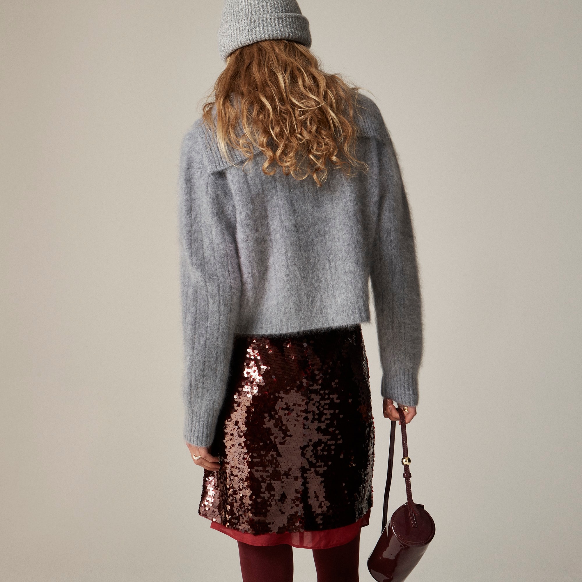 Chiffon-lined sequin skirt