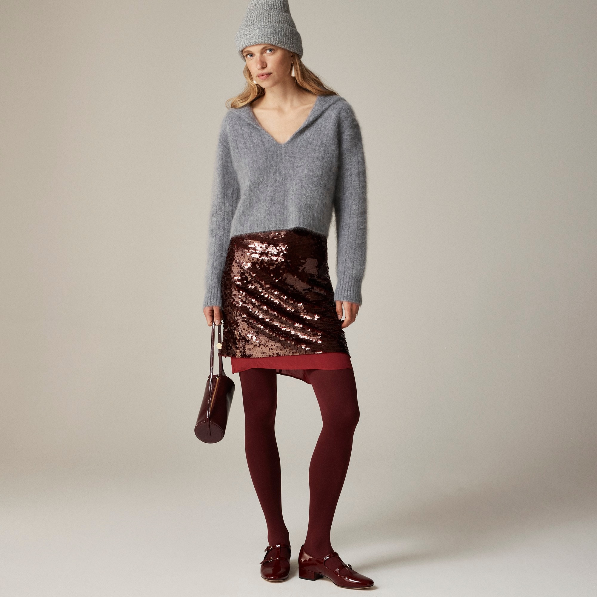 Chiffon-lined sequin skirt