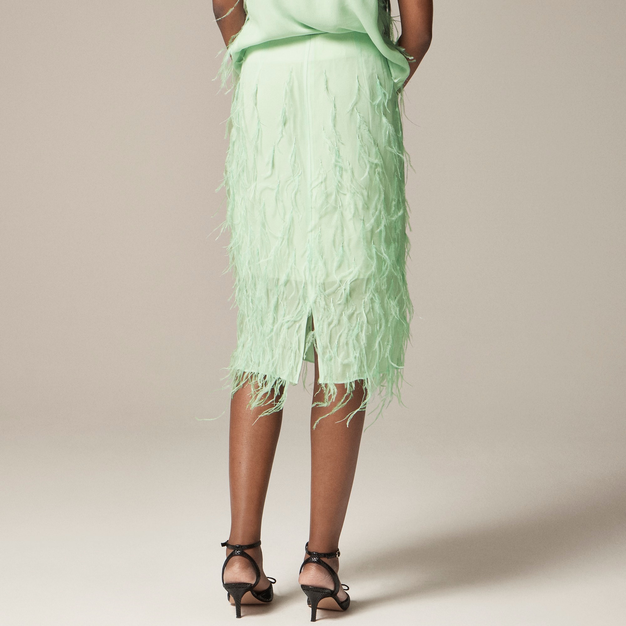 Collection feather pencil skirt