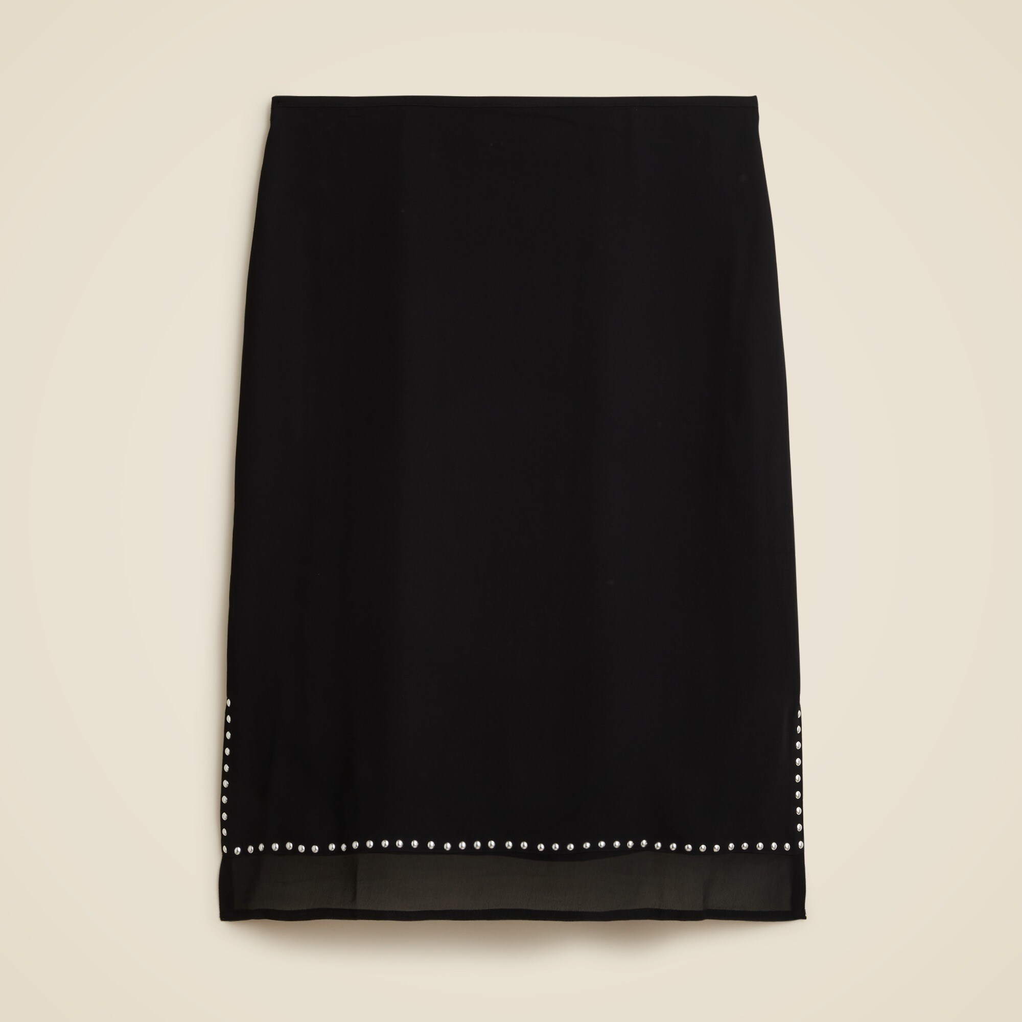 Sheer knee-length skirt with studded trim