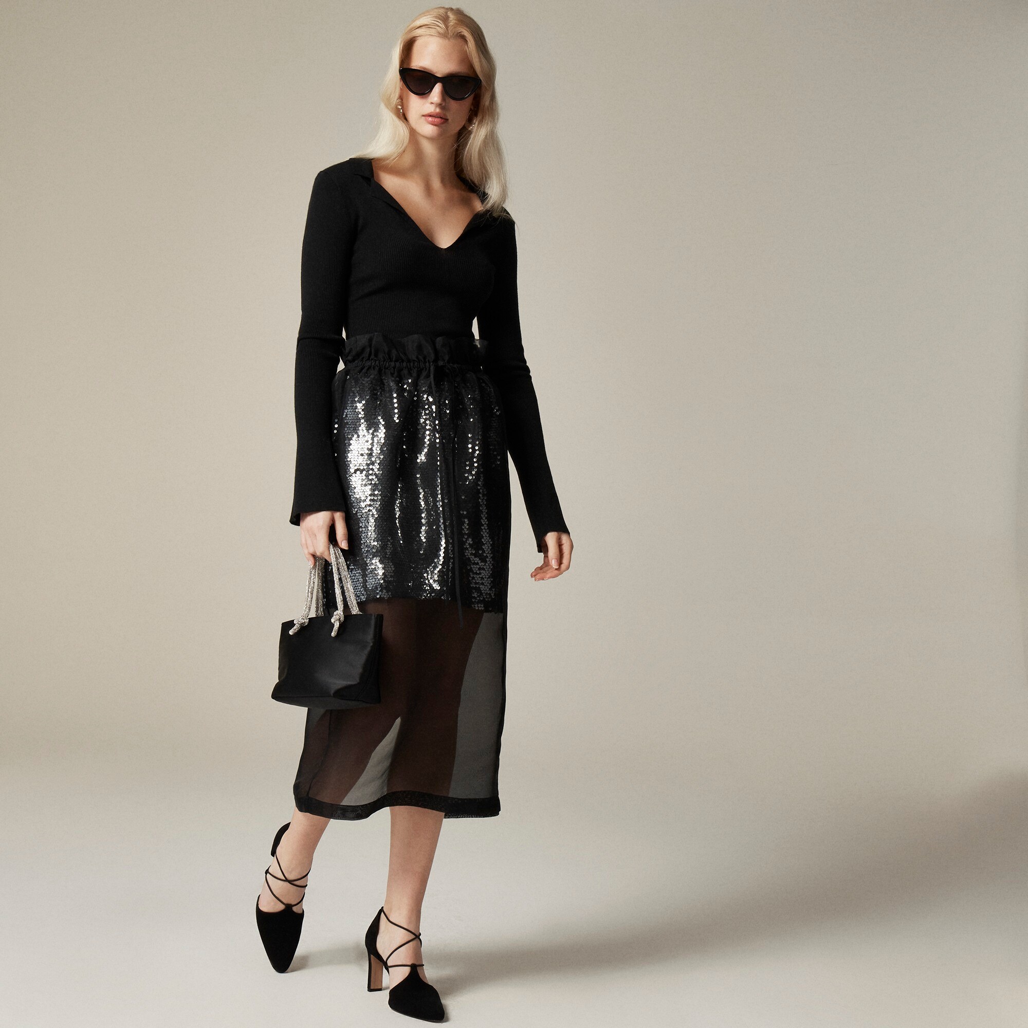 Collection layered silk organza sequin skirt - image 2